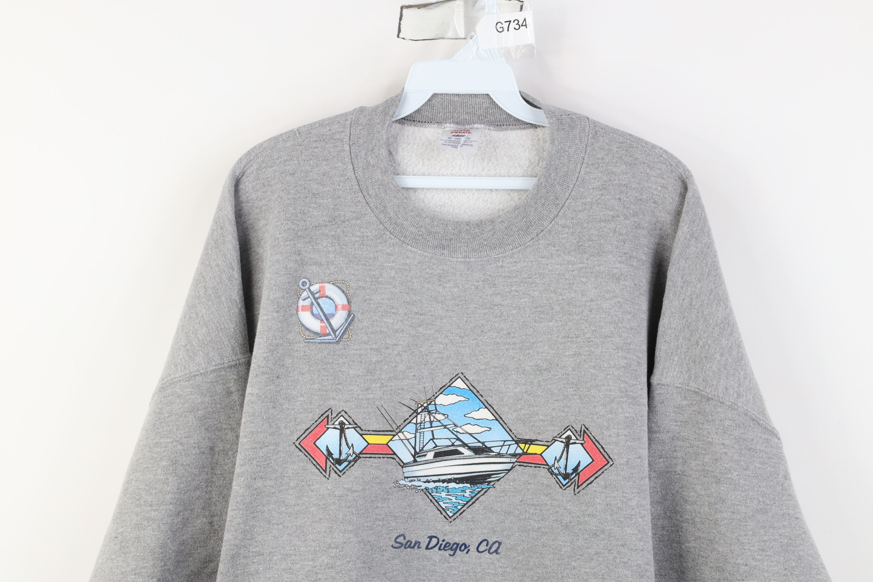 Vintage Vintage 90s Streetwear California Boat Sailing Sweatshirt Size US XXL / EU 58 / 5 - 2 Thumbnail