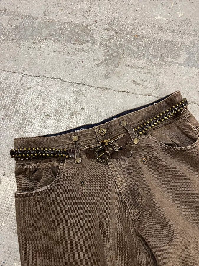 Vintage 2000s Nanni Black Stripes Leather Studded Belt Size ONE SIZE - 3 Thumbnail