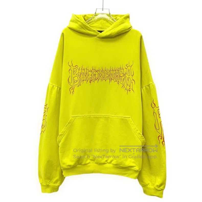Balenciaga Balenciaga Yellow Logo Letter Flame Pattern Printed Cotton Size US M / EU 48-50 / 2 - 1 Thumbnail