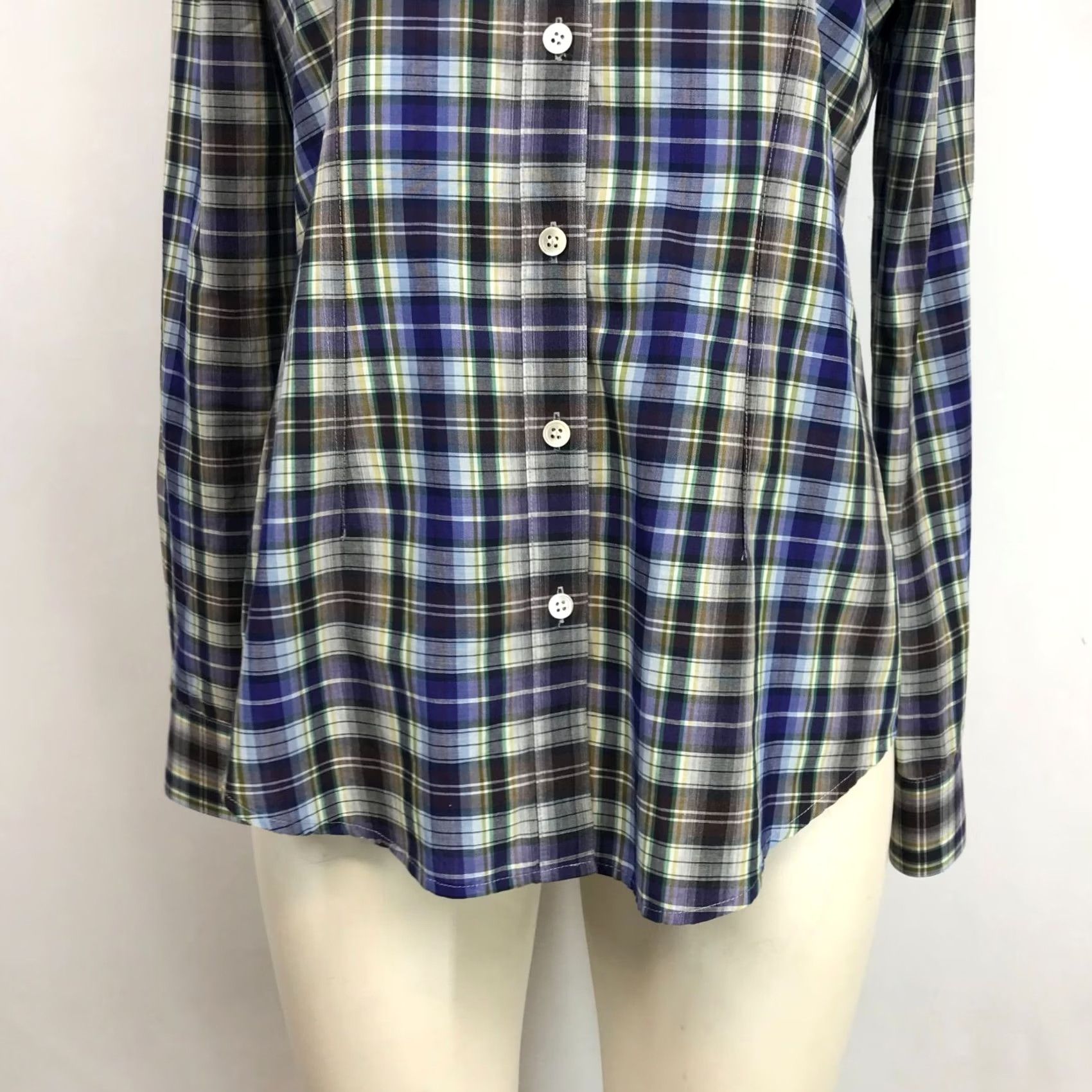 Theory THEORY WOMEN'S SMALL MULTICOLOR PLAID LONG SLEEVE BUTTON UP COTTON TOP SHIRT Size S / US 4 / IT 40 - 3 Thumbnail