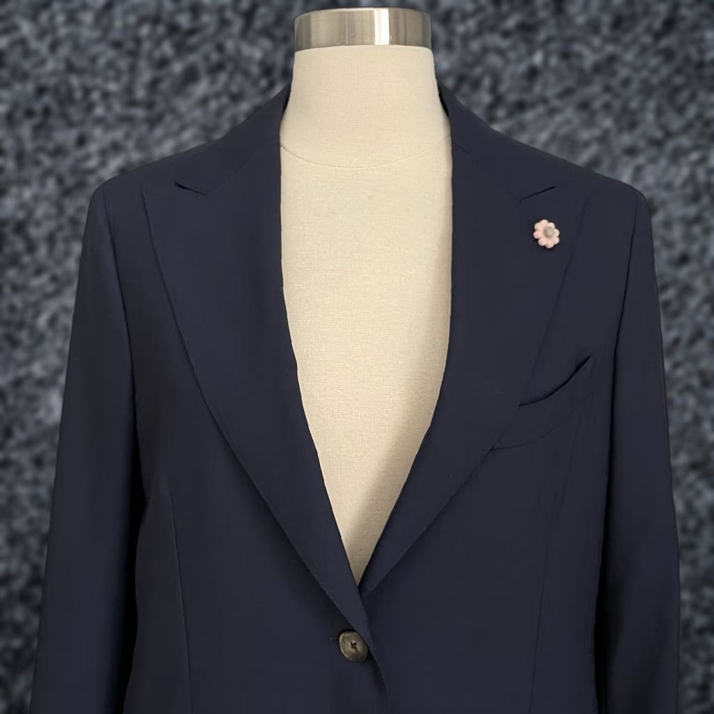 Lardini Lardini Navy Blue Two Button Wool Blazer Jacket Regular 46 Men's Notch Lapel, Single-Breasted, Italian, Classic Luxury Blazer Size 46R - 1 Thumbnail