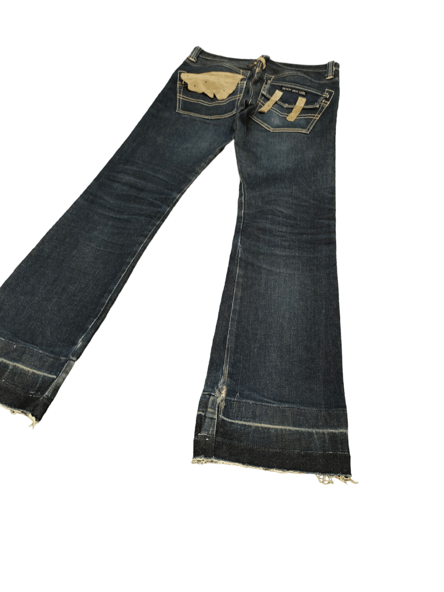 If Six Was Nine Flare Jeans Body Butter Japan Leather Trim Denim Bootcut Y2k Size US 31 - 12 Thumbnail
