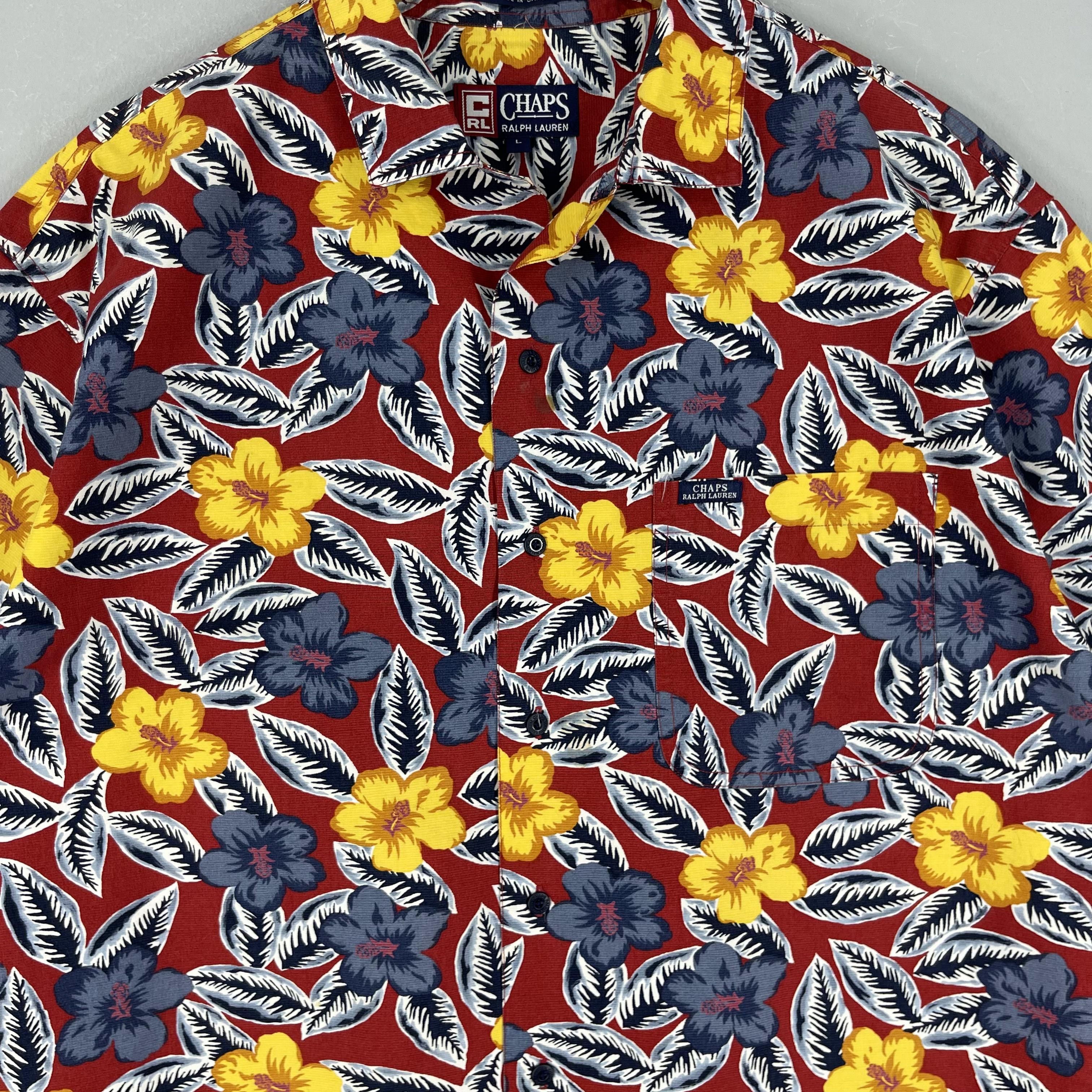 Chaps Ralph Lauren Vintage 90s CHAPS LAUREN Hibiscus Floral Motive Shirt Size US L / EU 52-54 / 3 - 2 Thumbnail