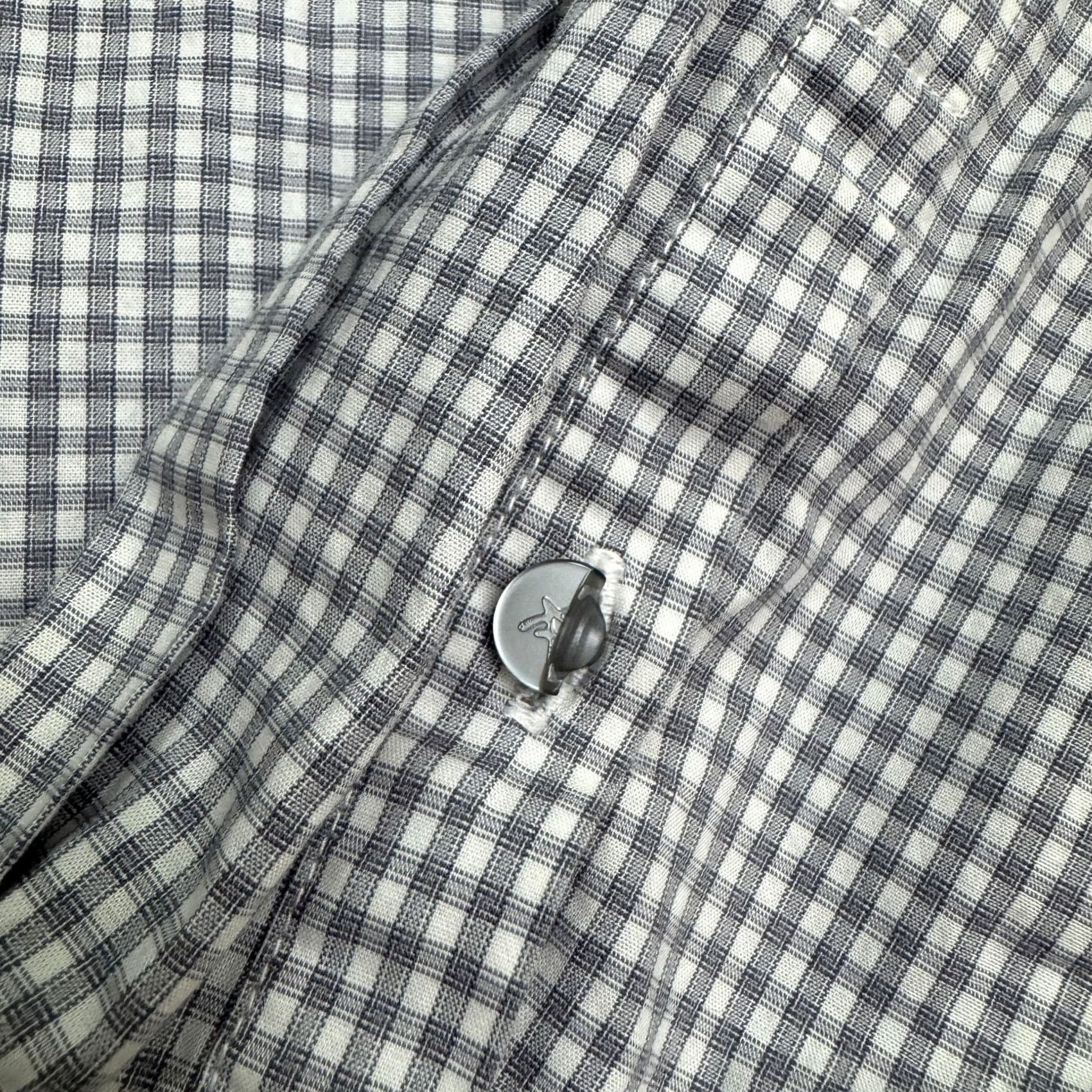 John Varvatos John Varvatos Mens Gray White Check Gingham Dress Shirt USA Modern Fit Top 15.5 Size US L / EU 52-54 / 3 - 6 Thumbnail