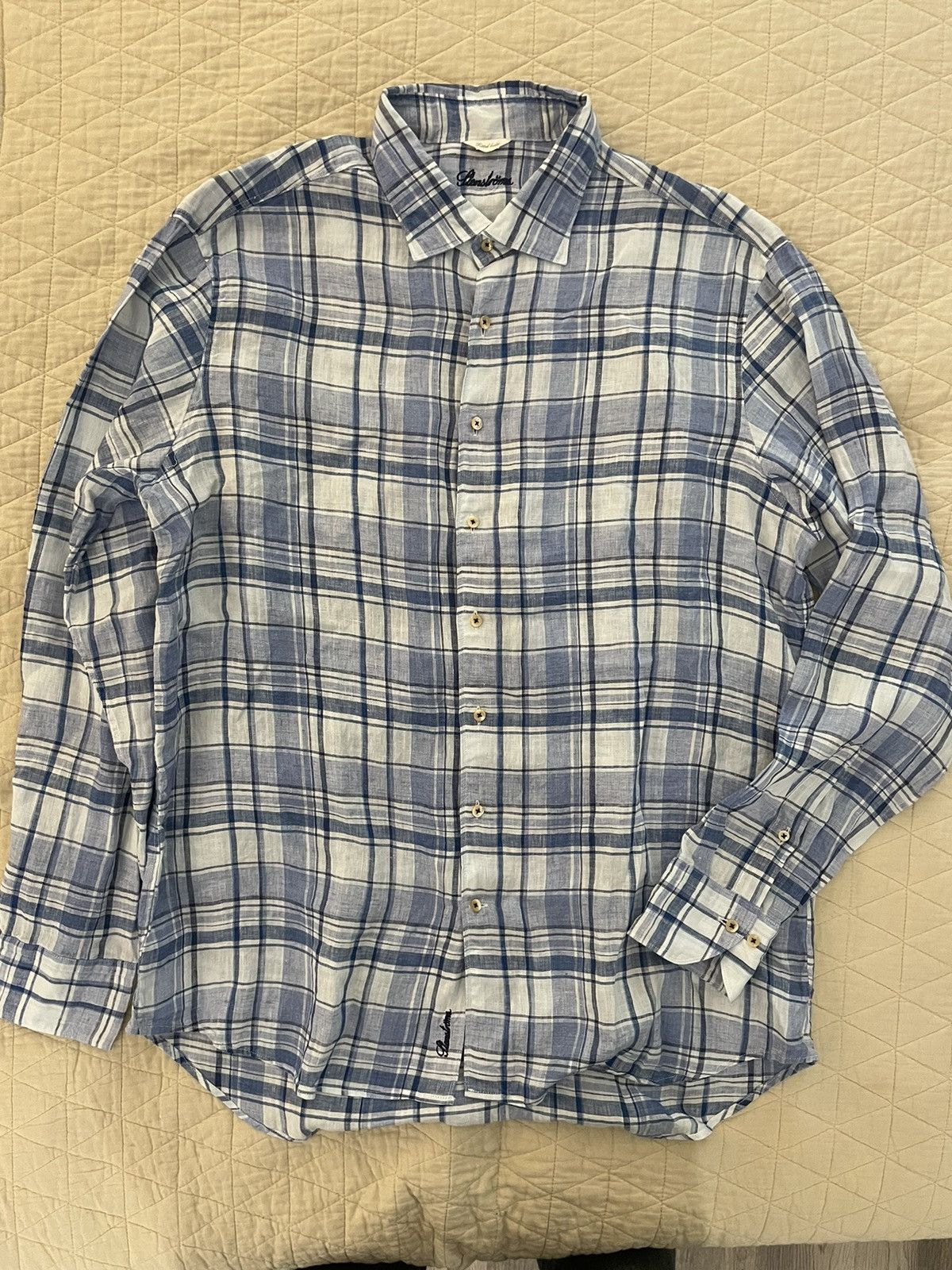 Strenstroms Check Print Linen Shirt Size US XL / EU 56 / 4 - 2 Thumbnail