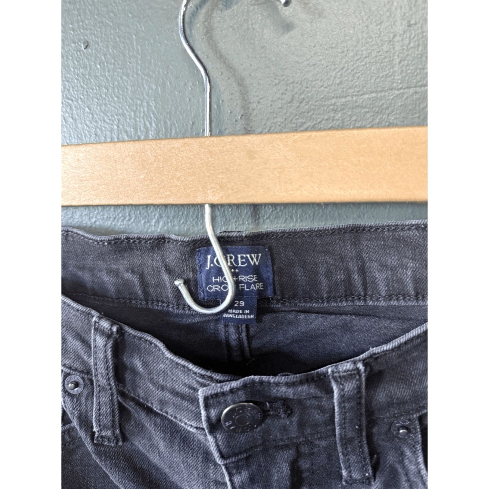 J.Crew J. Crew Jeans Cropped Black Denim High Rise Flare Womens 29 Size 29" - 3 Thumbnail