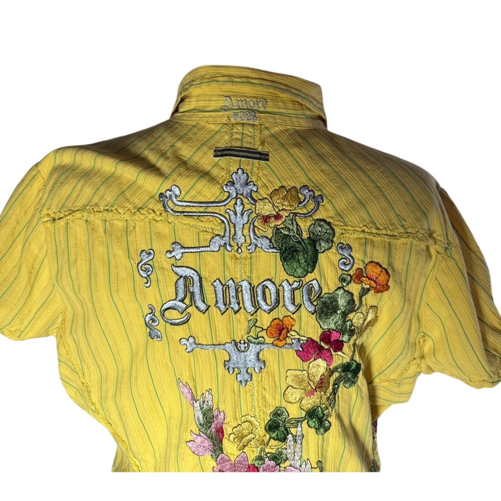 Other 3J Workshop Yellow button down “Amore” embroidered details Size L / US 10 / IT 46 - 6 Thumbnail
