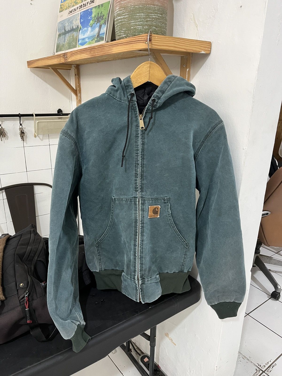 Pre-owned Carhartt Vintage  J06 Htg Hunter Green Active Jacket