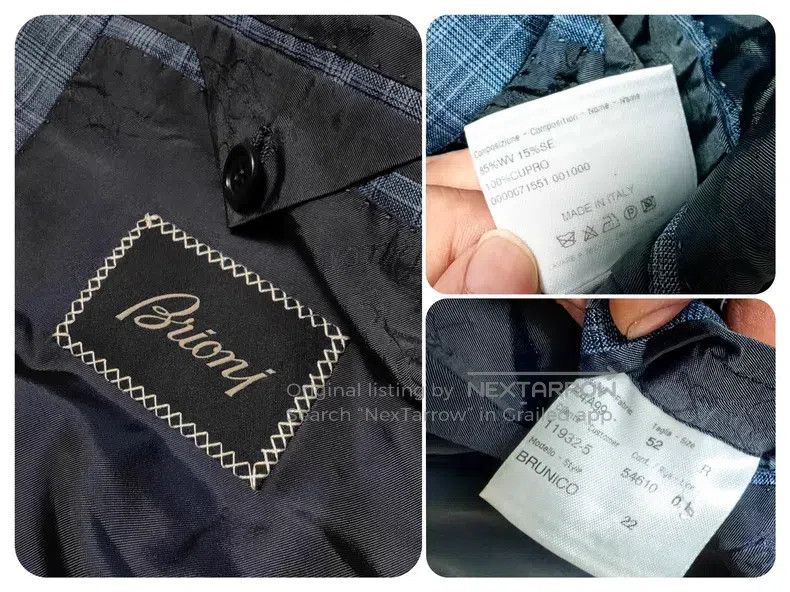 Brioni Brioni Wool and silk checkered handmade single-breasted su Size US XL / EU 56 / 4 - 5 Thumbnail
