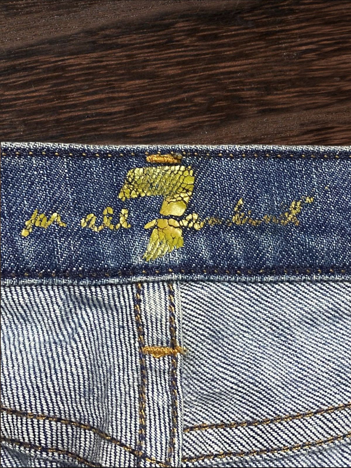 7 For All Mankind × The Great China Wall Vintage 7 All Mind Kind Faded Wash Distressed Flare Jeans Size US 31 - 12 Thumbnail