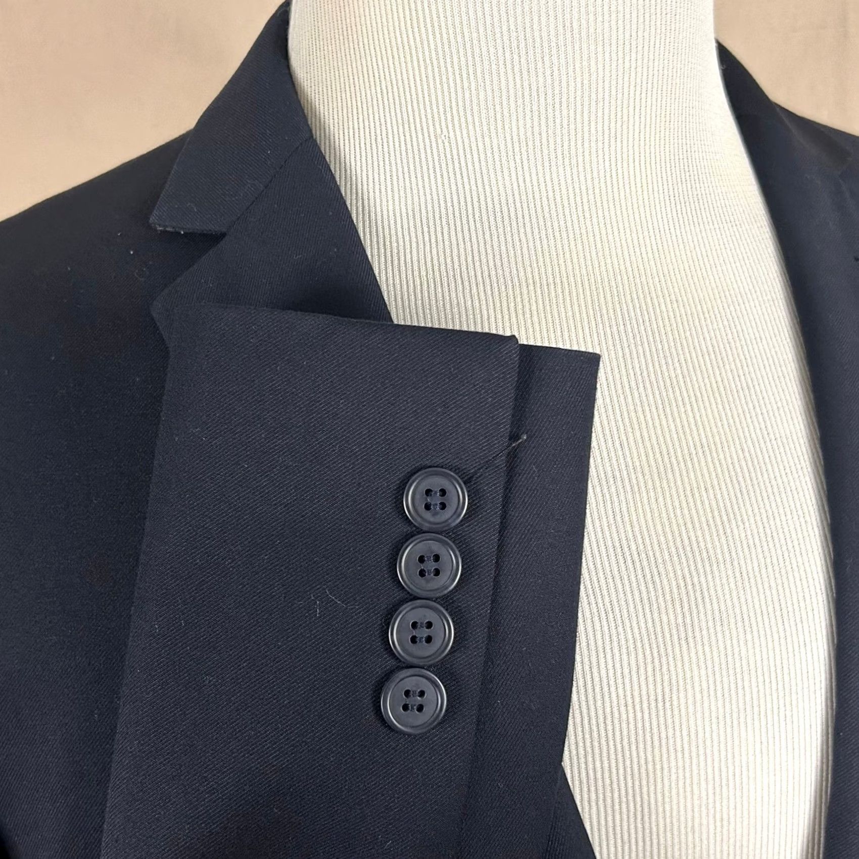 Doublet Combatant Gentlemen Sport Coat 40L 100% Wool Navy Blue Two Button Double Vented Size US XXS / EU 40 - 6 Thumbnail