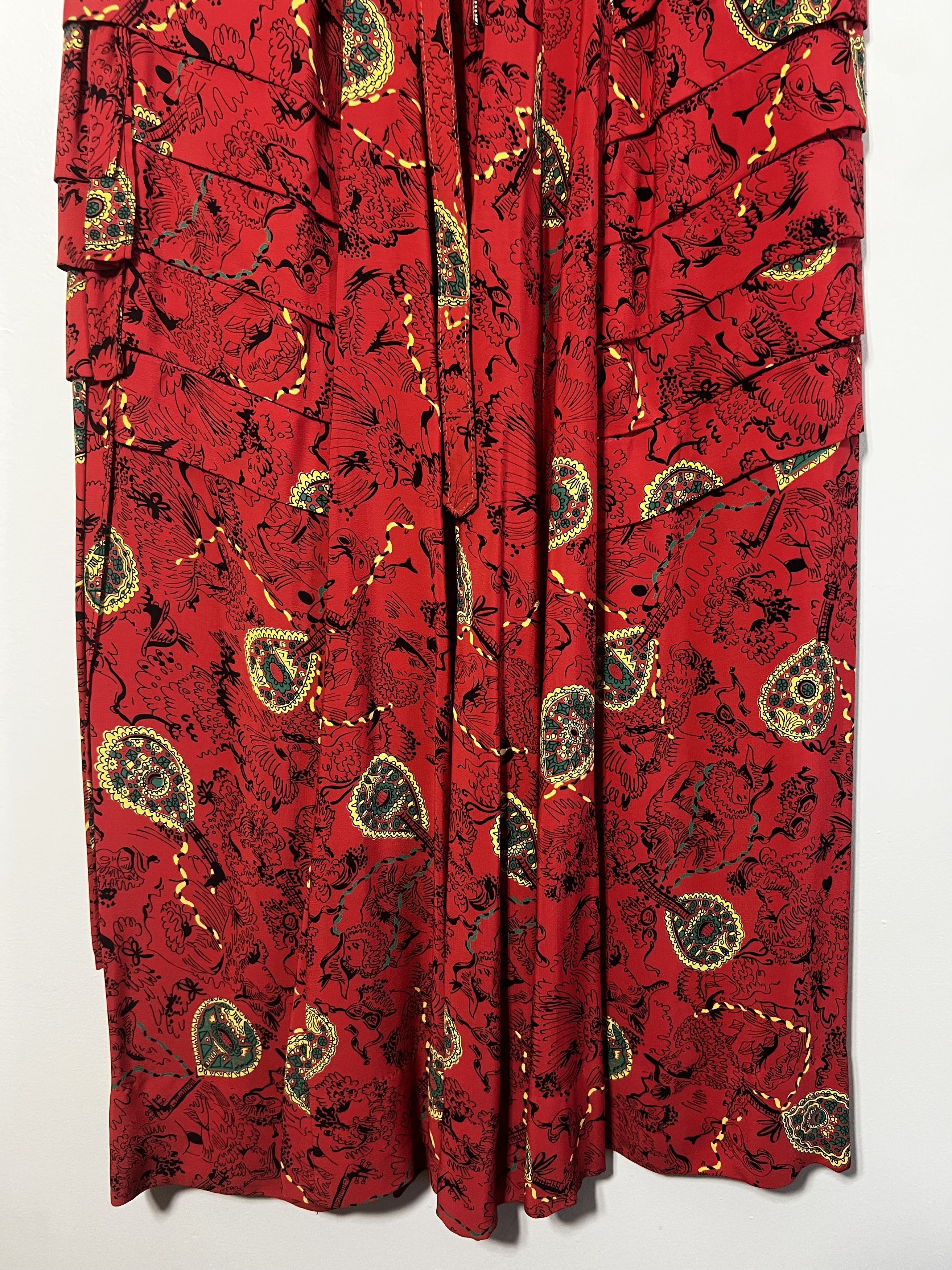 Vintage Vintage 1940's 17th Century Abstract Italian Cocktail Dress Size M / US 6-8 / IT 42-44 - 7 Thumbnail