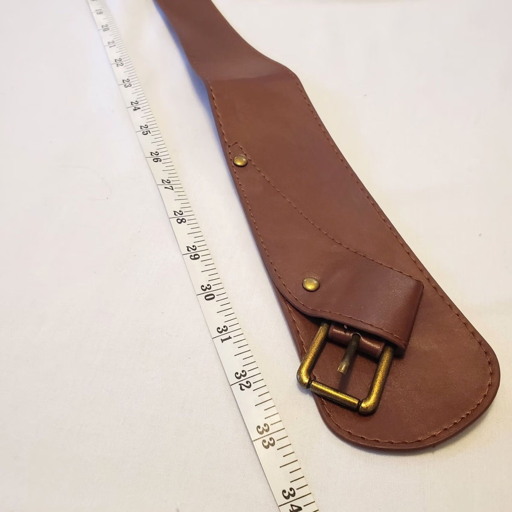 Vintage Brown Faux Leather Belt Womens M-L Boho Chic 90s Size ONE SIZE - 5 Thumbnail