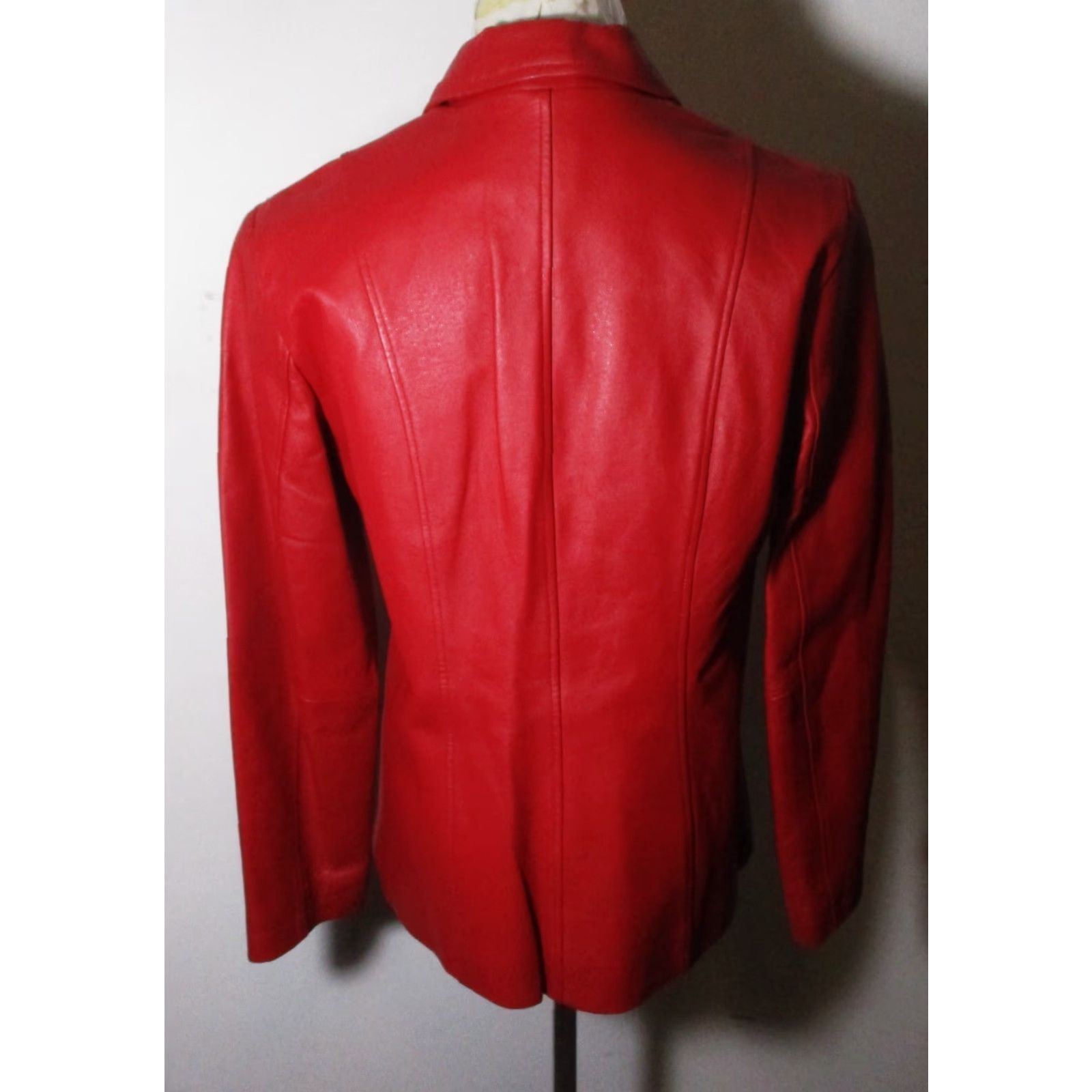Vintage DIALOGUE Women's Leather Jacket Red Full Zip S NEW Size S / US 4 / IT 40 - 5 Thumbnail