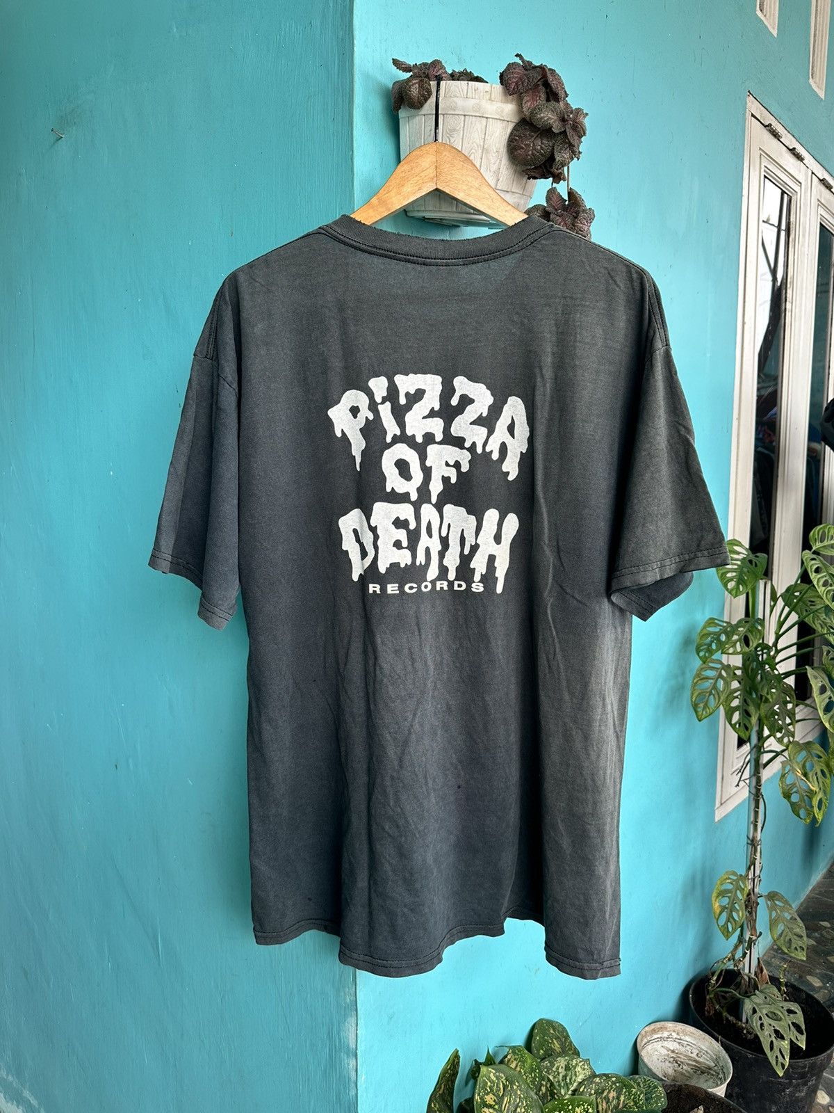 image of Band Tees x Vintage Pizza Off Death Records Hawaiian 6 in Black, Men's (Size XL)