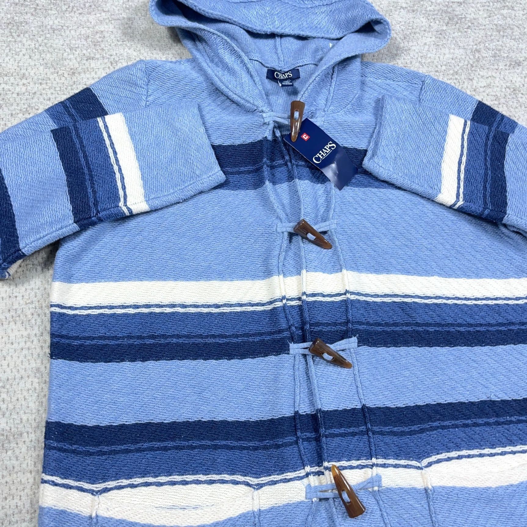 Chaps Chaps Cardigan Sweater Women 1X Blue Hooded Striped Toggle Buttons Bohemian Winter Cardigan Women 1X Blue Hooded Striped Chaps Sweater Men? Size XL / US 12-14 / IT 48-50 - 4 Thumbnail