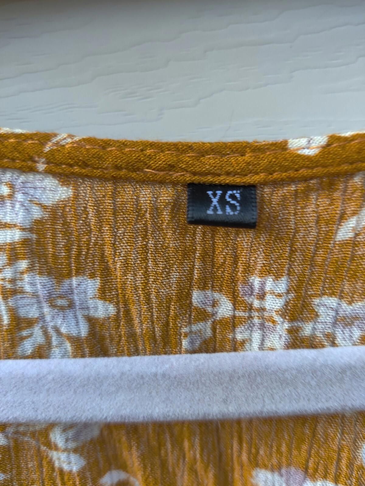 The Unbranded Brand Women Dress Marigold Mustard Yellow White Floral Print Ruffl Size XS / US 0-2 / IT 36-38 - 10 Thumbnail