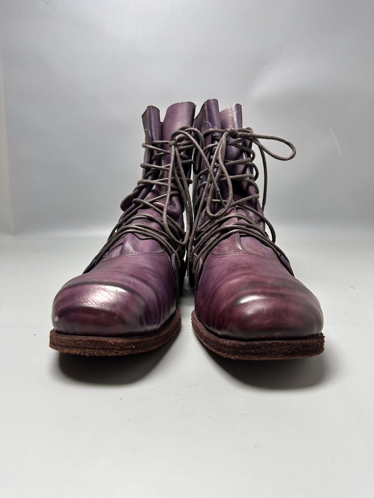 Maison MIHARA YASUHIRO Early 2000's - Purple Wrinkled Combat Boot Size US 10.5 / EU 43-44 - 4 Thumbnail