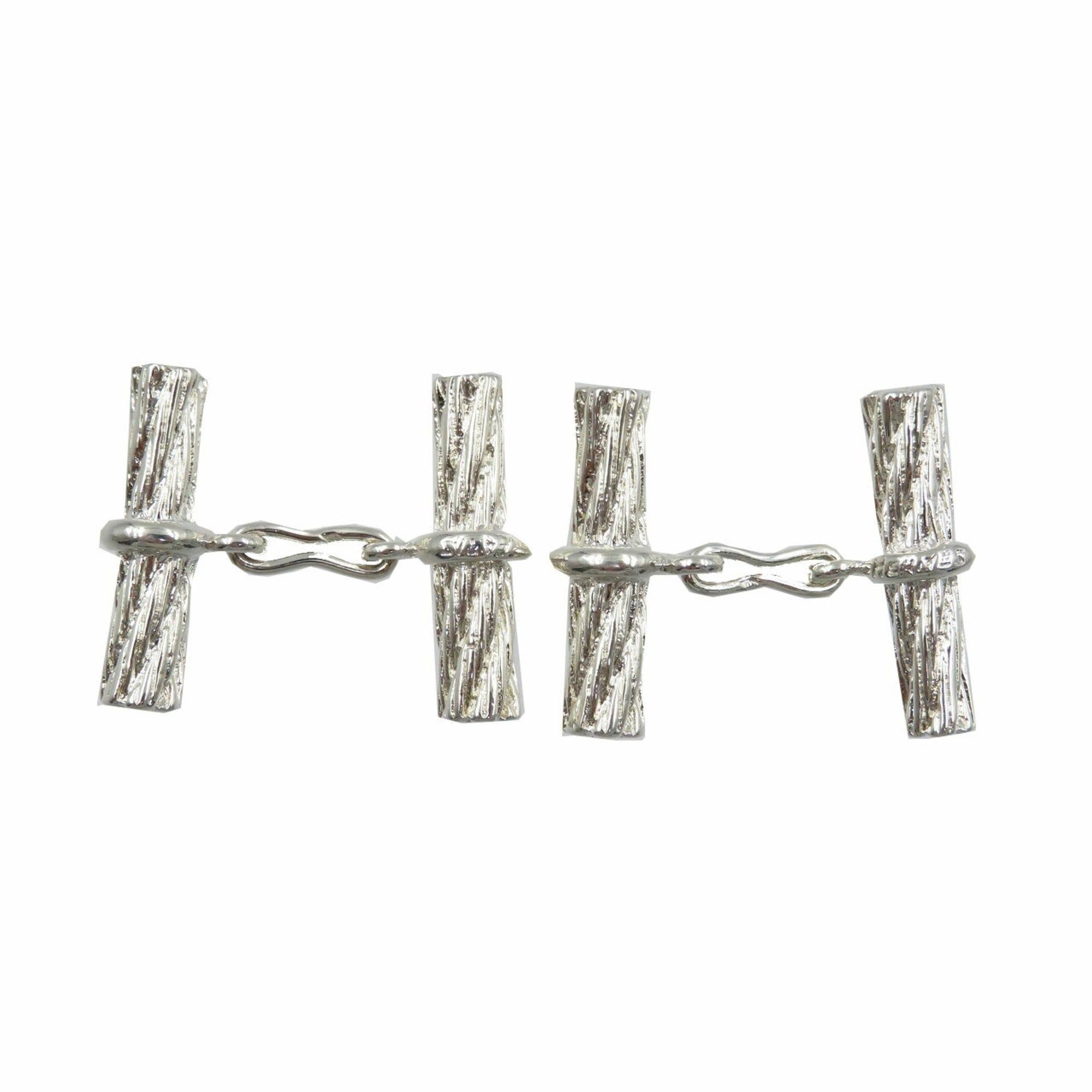 image of Hermes Rope Motif Silver 925 Cufflinks Unisex 0047 in Black, Women's