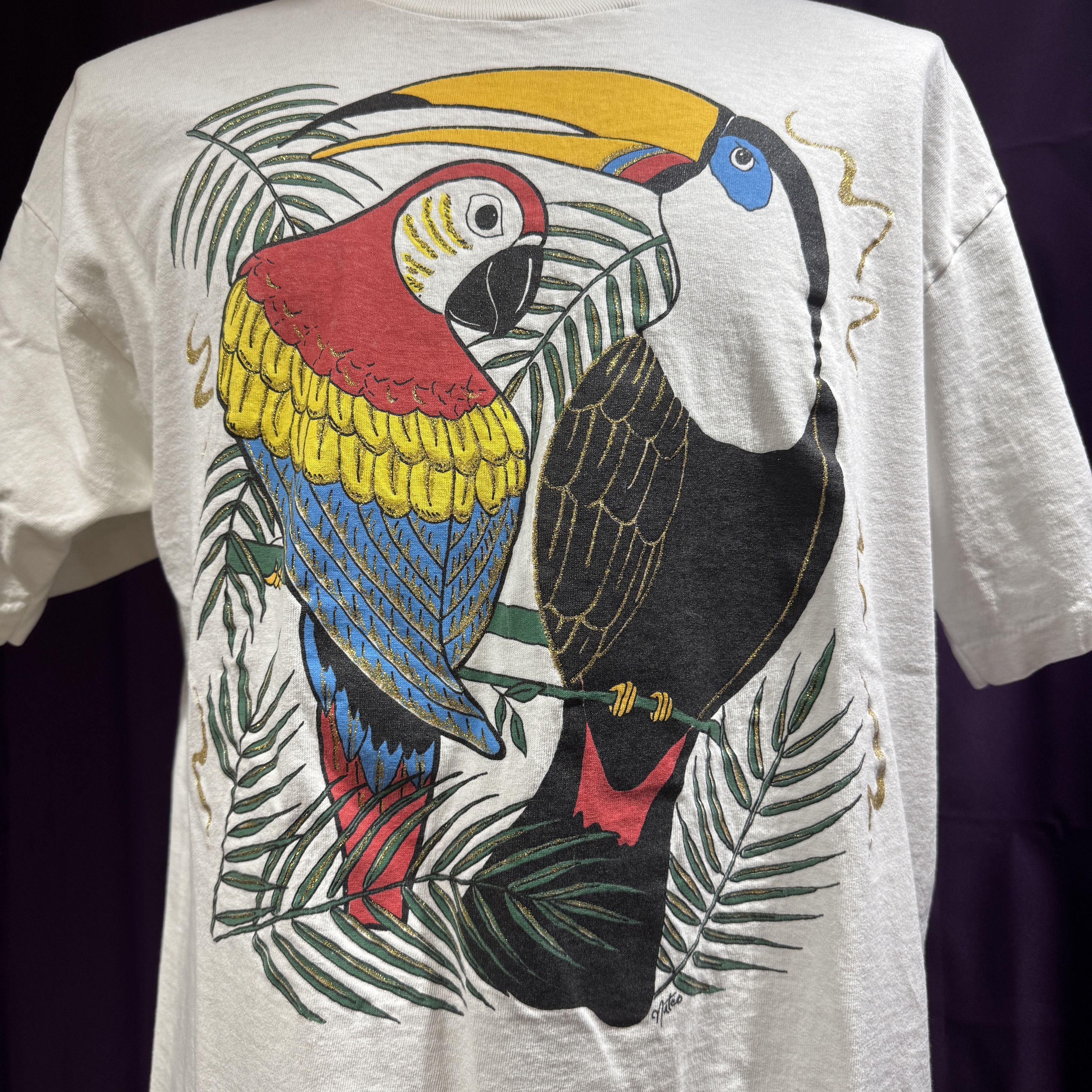 Other 90s Single Stitch Tropical Bird T Shirt Size US XL / EU 56 / 4 - 3 Thumbnail
