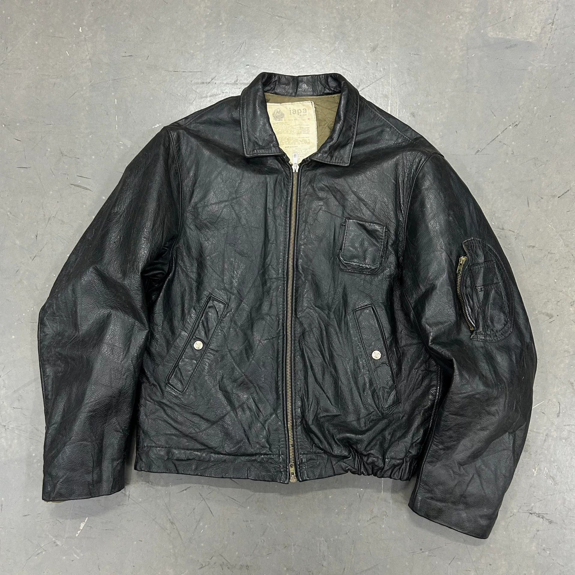 Vintage Vintage 80s French Bomber Leather Jacket Size US M / EU 48-50 / 2 - 1 Thumbnail