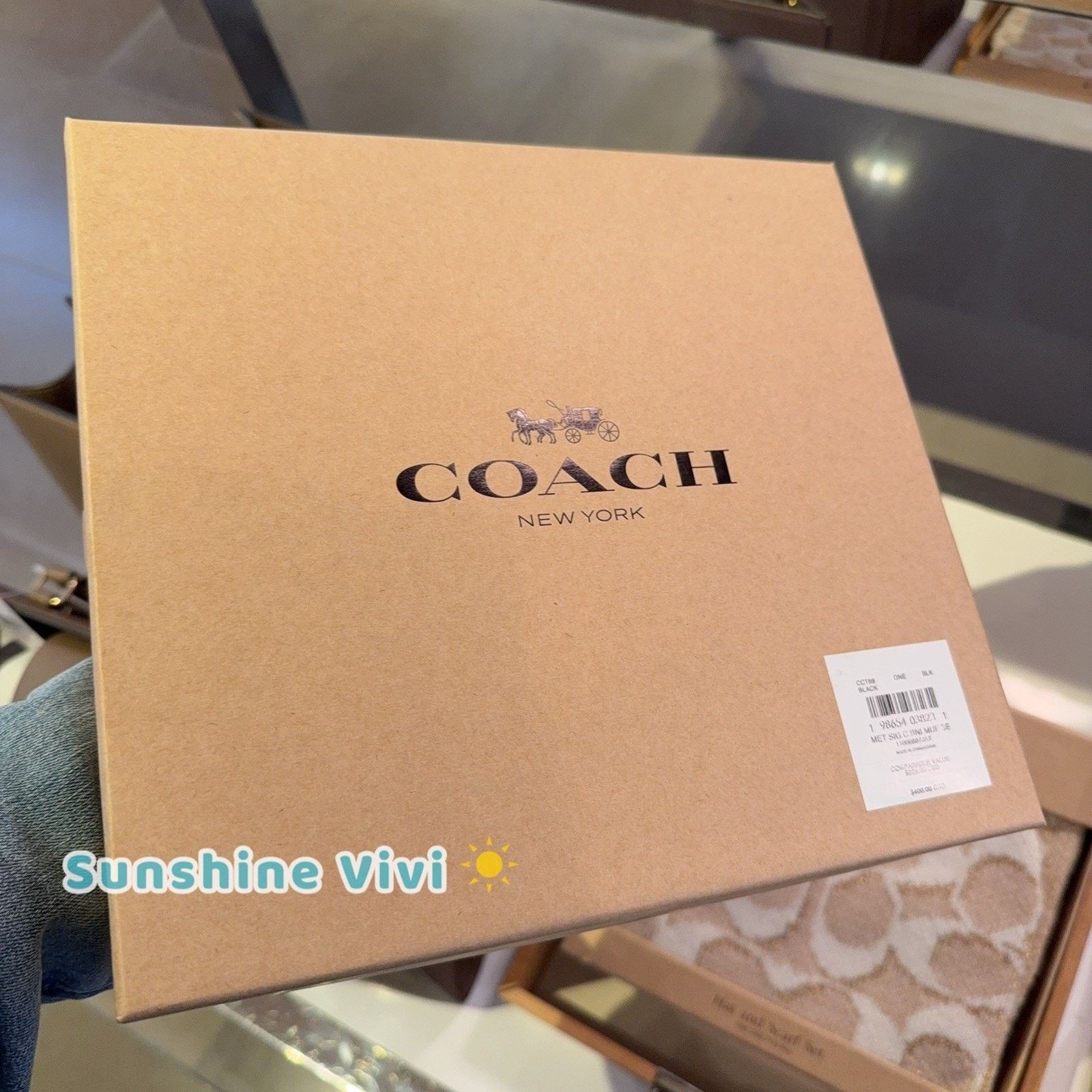 Coach NEW COACH Signature Metallic Beanie Muffler Set CCT69 Black Size ONE SIZE - 2 Thumbnail