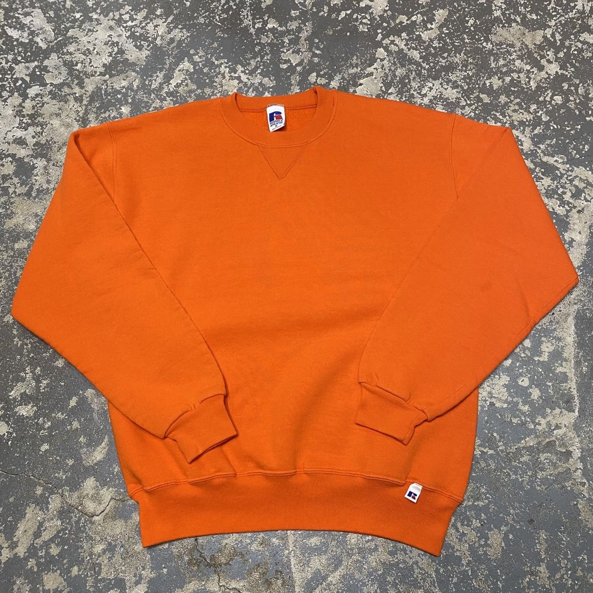 Russell Athletic × Vintage Vintage Russell Athletic Orange Blank Crewneck Hoodie Size US M / EU 48-50 / 2 - 1 Thumbnail