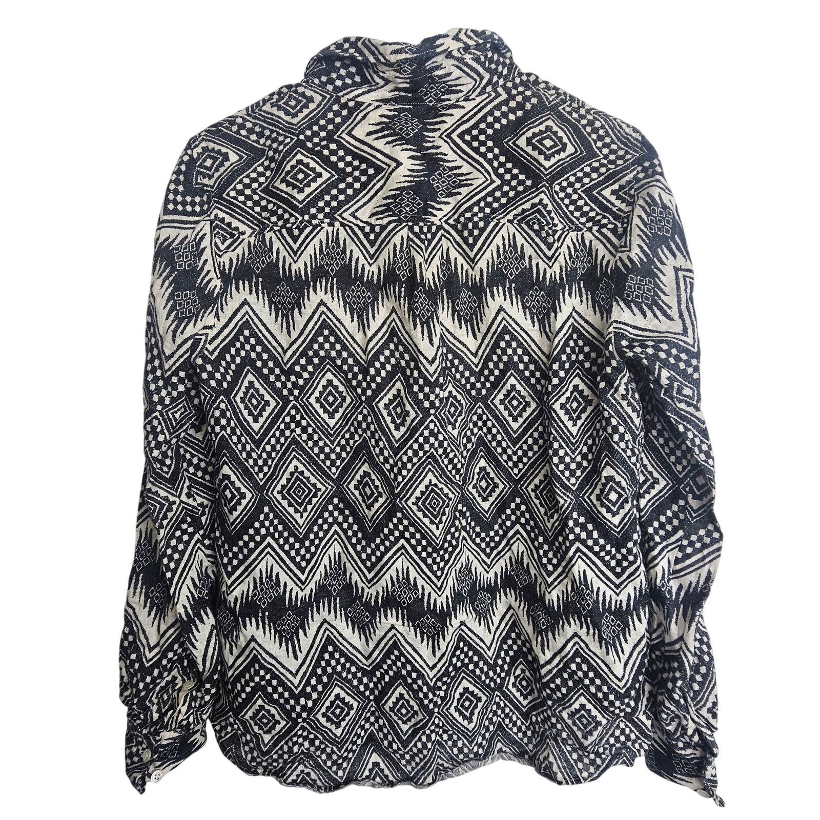 J.Crew J. Crew Women Diamond Ikat Linen Shirt 8 Southwestern Tribal Size M / US 6-8 / IT 42-44 - 10 Thumbnail