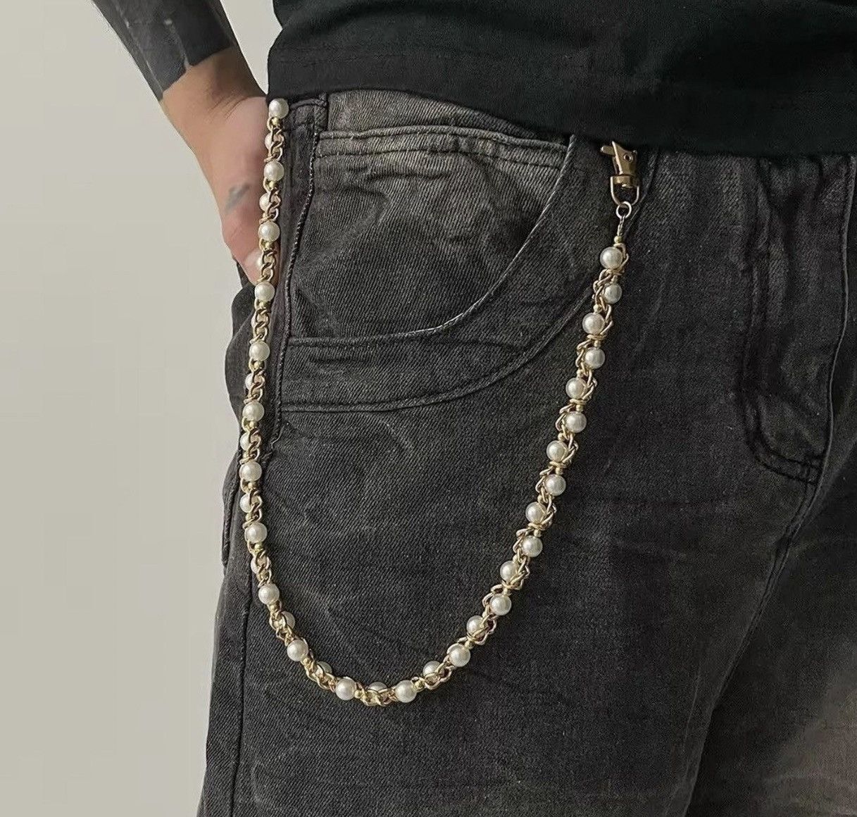 Jewelry Imitation Pearl Trousers Hipster Wallet Chain Size ONE SIZE - 1 Thumbnail