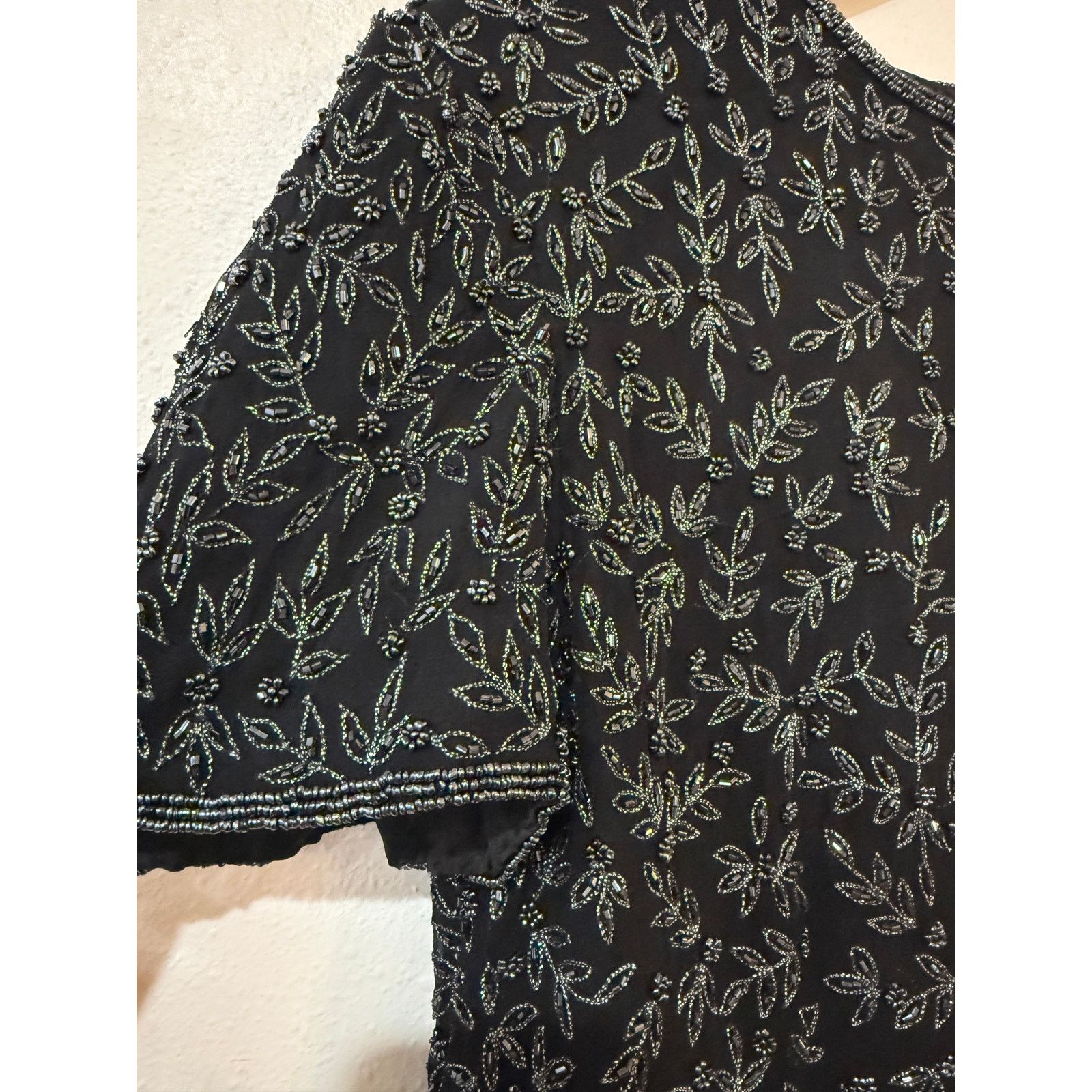 Adrianna Papell Late 90s Beaded Silk Basque Waist Top size 12 Size XL / US 12-14 / IT 48-50 - 4 Thumbnail