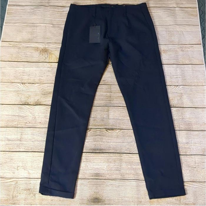 Basic Zara Man Size 32 X 32 Navy Blue Men Modern Pant Flat Front RN#77302, Basic Zara Man
