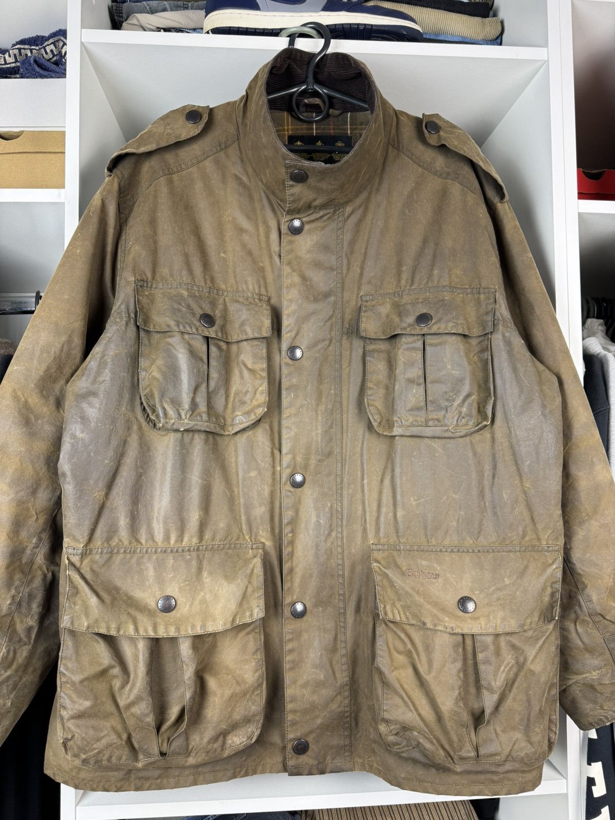 Barbour Vintage Barbour A995 Trooper Waxed Cotton Jacket Mens Size US XL / EU 56 / 4 - 2 Thumbnail