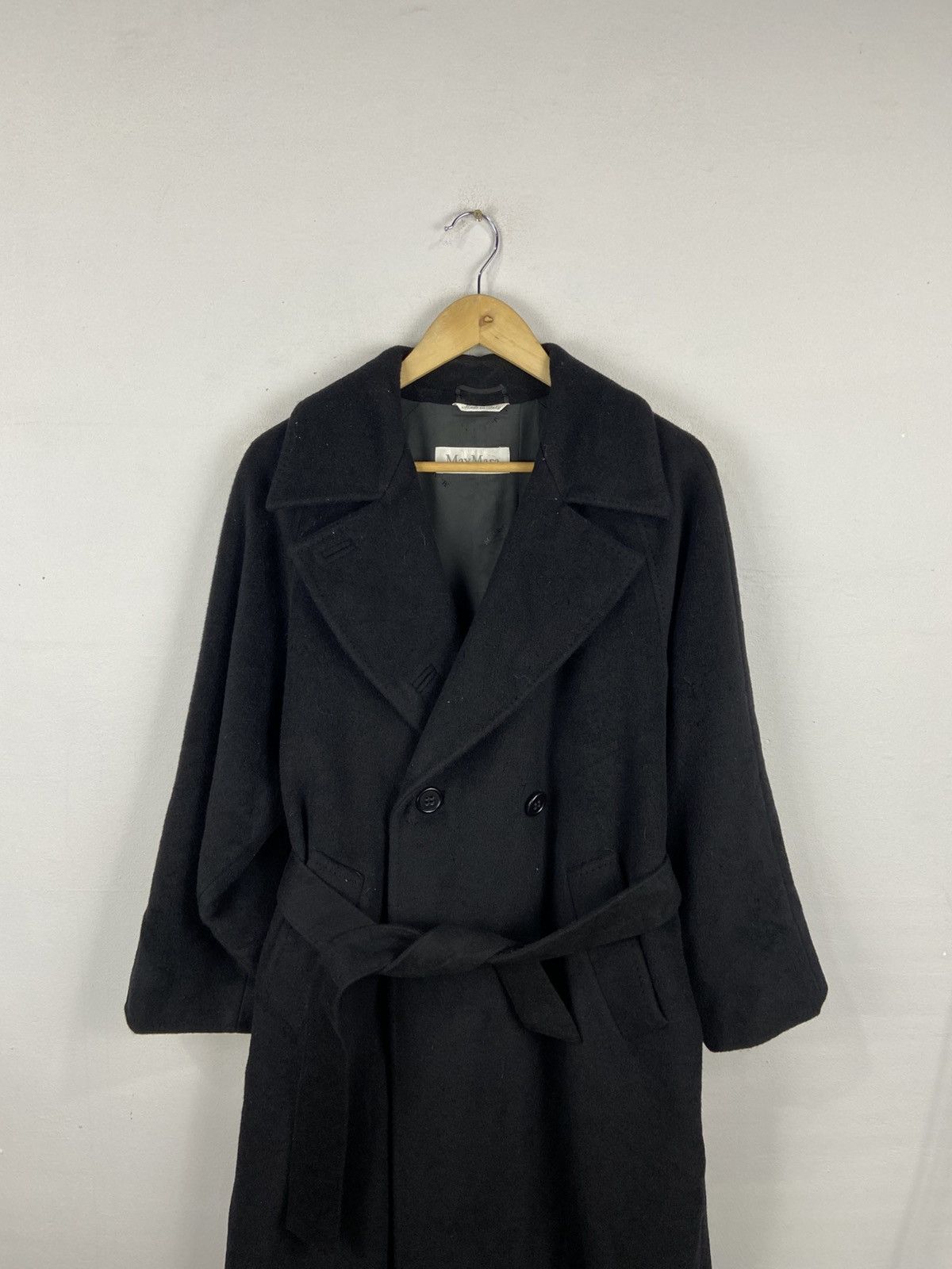 Max Mara Max Mara Style Black Wool Wrap Coat Women’s Long Belted Size M / US 6-8 / IT 42-44 - 7 Thumbnail