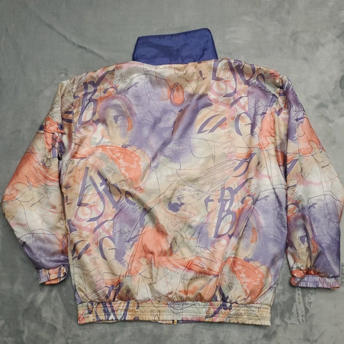 Etro VINTAGE Janeve Jacket Womens M Windbreaker 90s Retro Abstract Outerwear Y2K Purple Zip Pocket Lightweight Polyester Blend Size M / US 6-8 / IT 42-44 - 6 Thumbnail