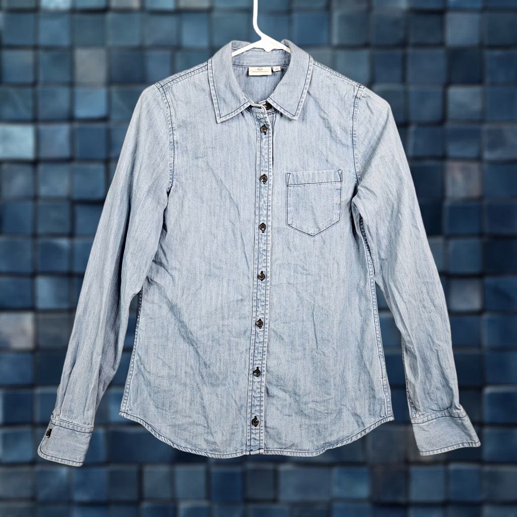 Vintage AG Adriano Goldschmied Women's Blue Button-Up Long Sleeve Shirt S Size S / US 4 / IT 40 - 1 Thumbnail