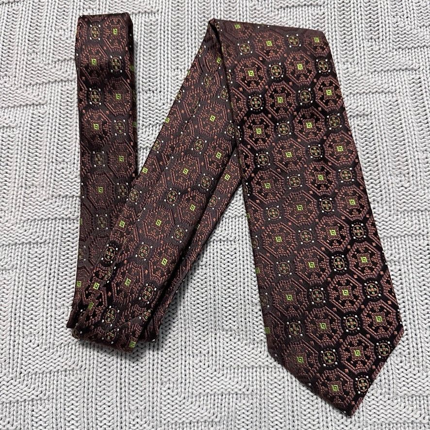 Paul Fredrick Paul Fredrick brown geometric print silk tie Size ONE SIZE - 1 Thumbnail