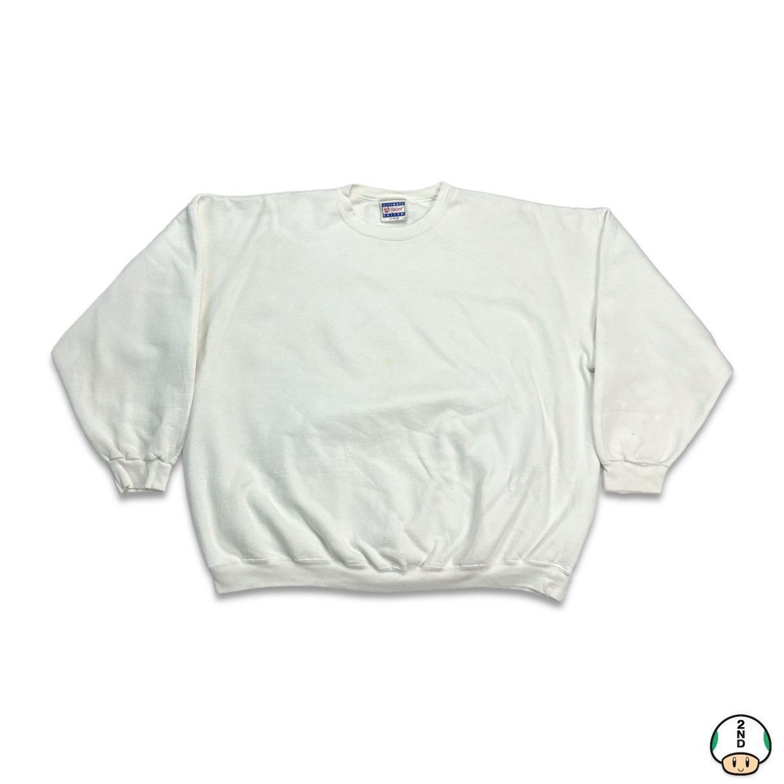 Hanes × Vintage Vintage Hanes Blank Sweatshirt 90s Ultimate Cotton Pullover Size US XXL / EU 58 / 5 - 1 Thumbnail