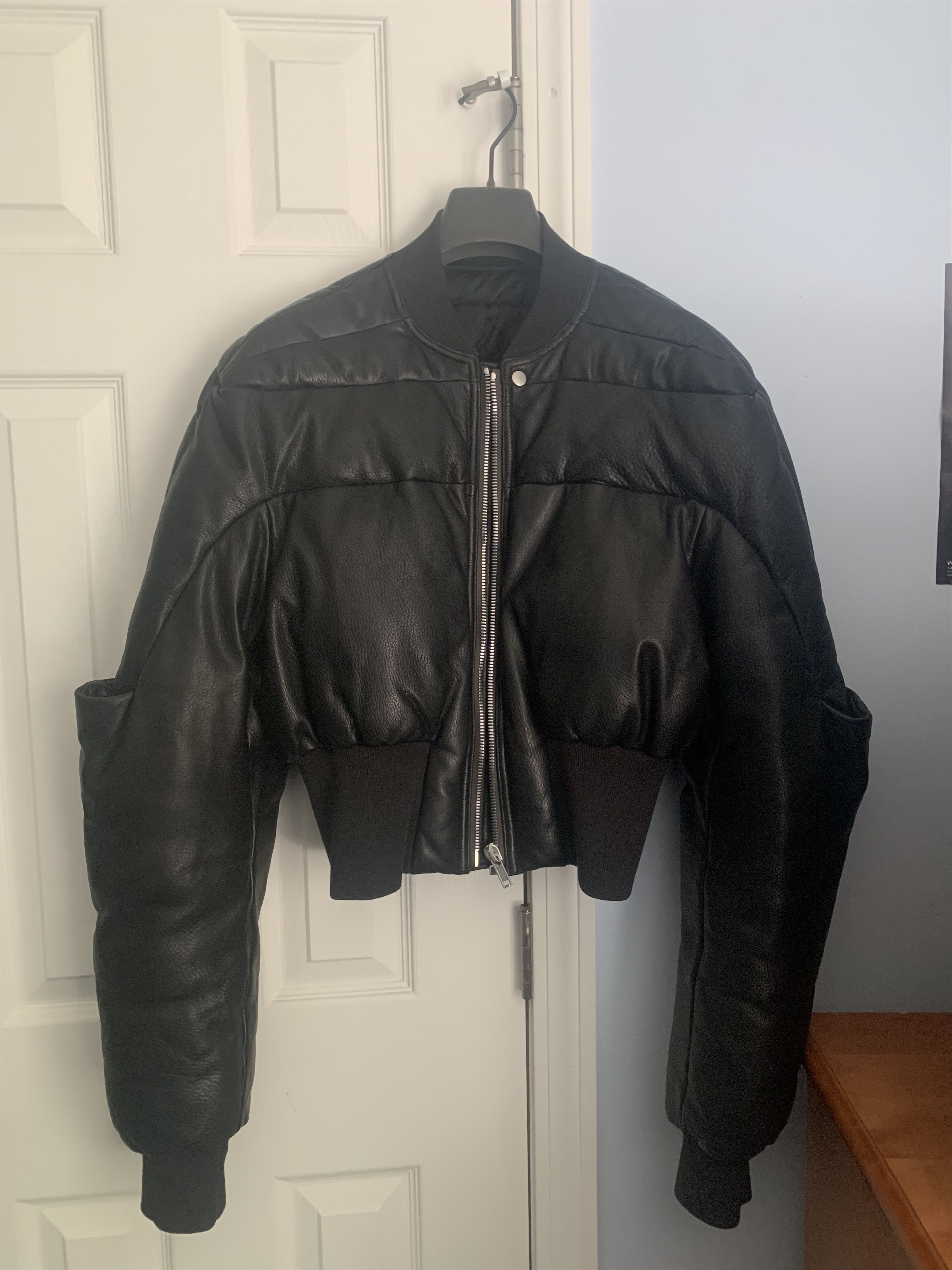 Rick Owens Rick Owens FW22 Strobe Leather Girdered Bomber Size US XS / EU 42 / 0 - 1 Thumbnail