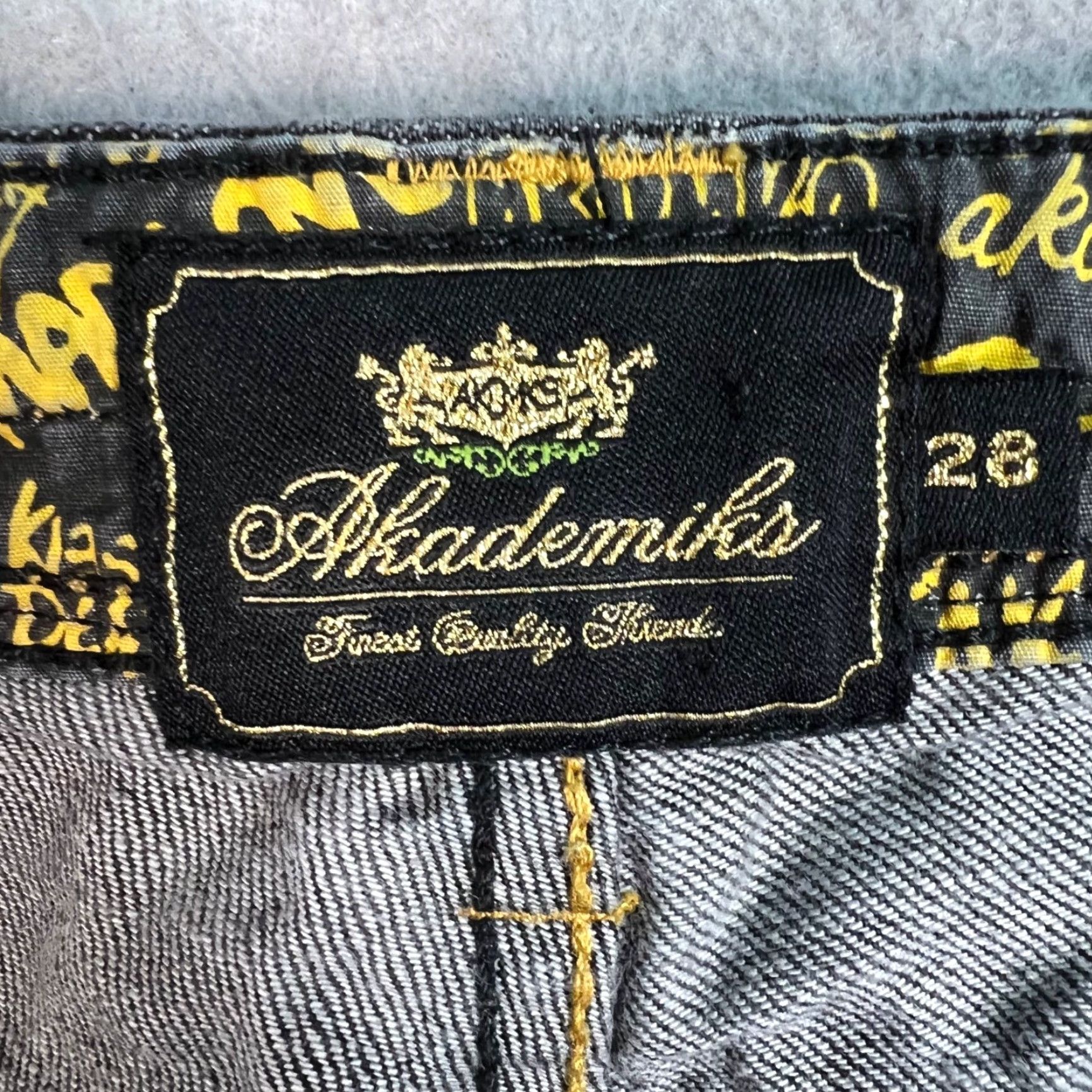 Akademiks AKADEMIKS Womens Jeans Bootcut Embroidered Black Yellow Size 28 Denim 5-Pocket Rise Low Inseam 34 Size 28" / US 6 / IT 42 - 3 Thumbnail