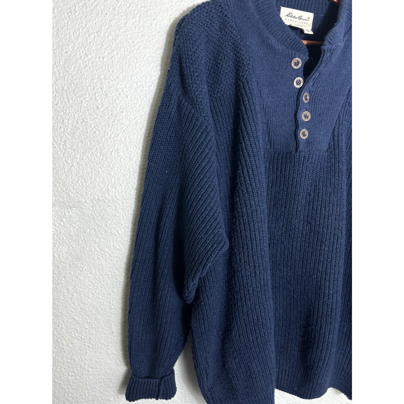 Eddie Bauer VINTAGE Eddie Bauer Sweater Mens L Heavy Knit Cotton USA Navy Blue Pullover Size US L / EU 52-54 / 3 - 2 Thumbnail
