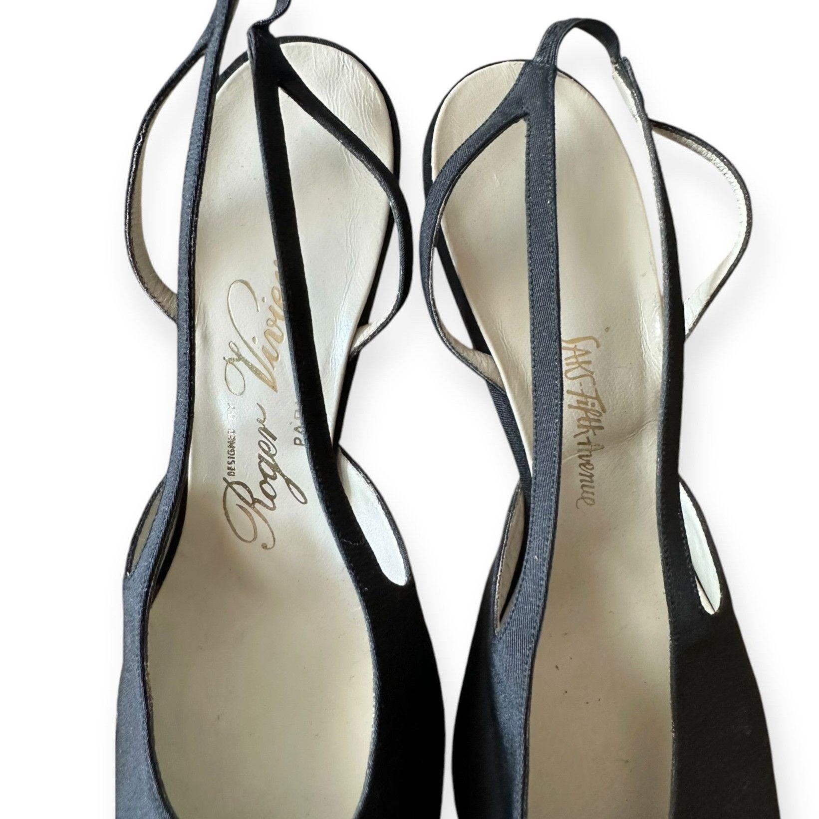 Roger Vivier × Vintage Roger Vivier Black Fabric Embroidered Sling Back Pumps, Vint Size US 7.5 / IT 37.5 - 11 Thumbnail