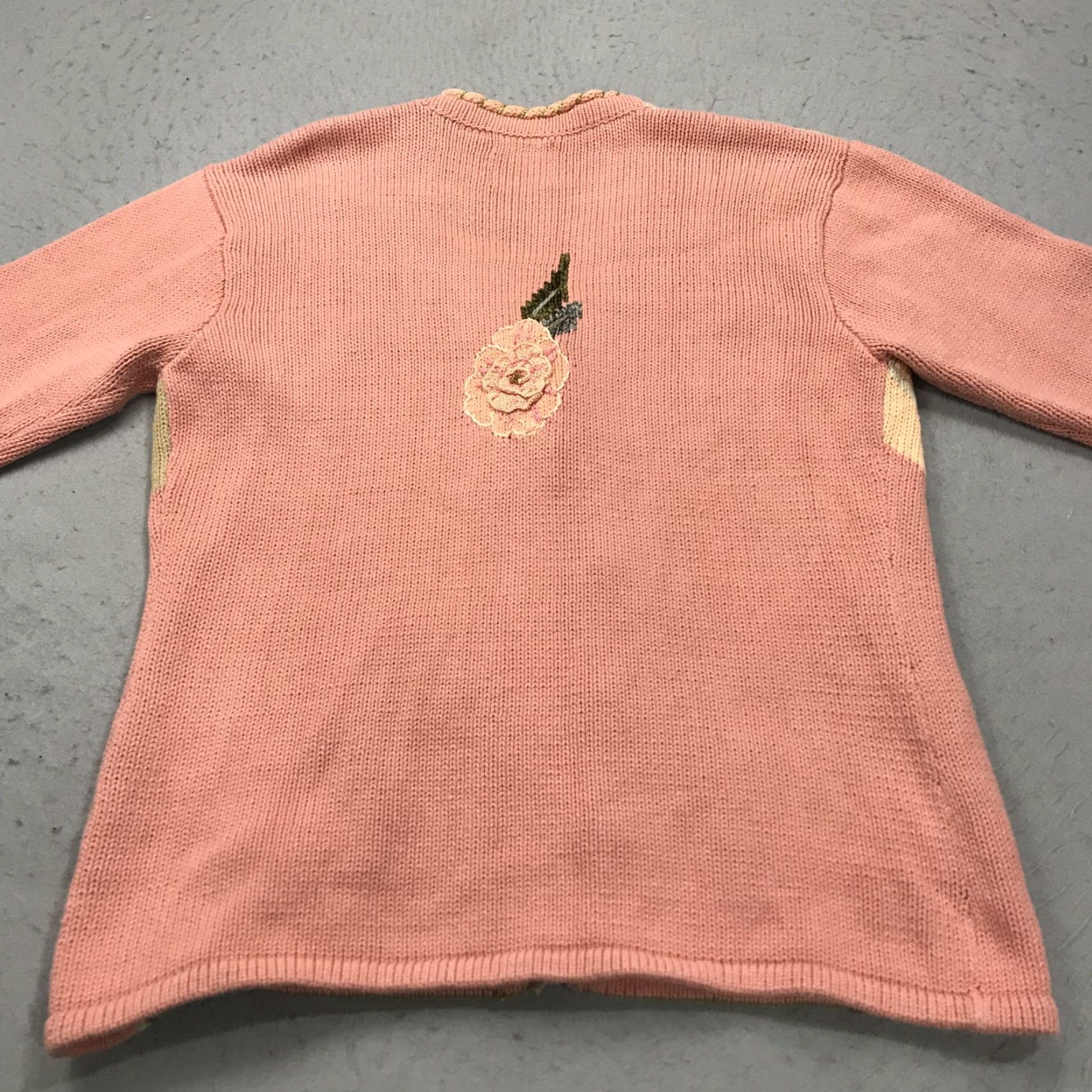 Vintage VINTAGE Storybook Knits Cardigan Sweater Womens L Pink 90s Floral Embroidered Knit Cotton Cottage Grandma AOP Ceremony? Size L / US 10 / IT 46 - 7 Thumbnail