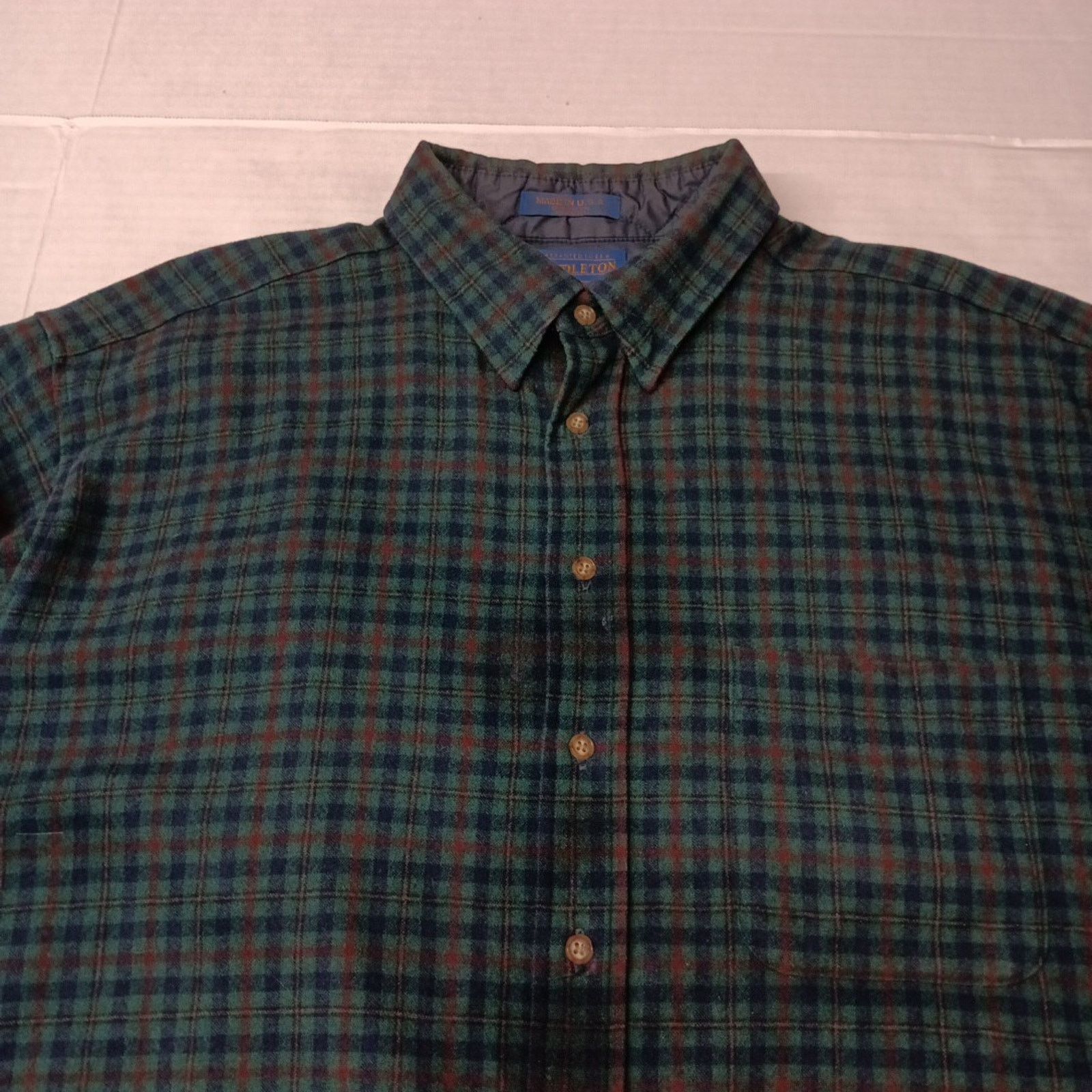 Pendleton Vin Pendleton Wool Flannel Check Plaid Green Blue Men's XL Size US XL / EU 56 / 4 - 3 Thumbnail