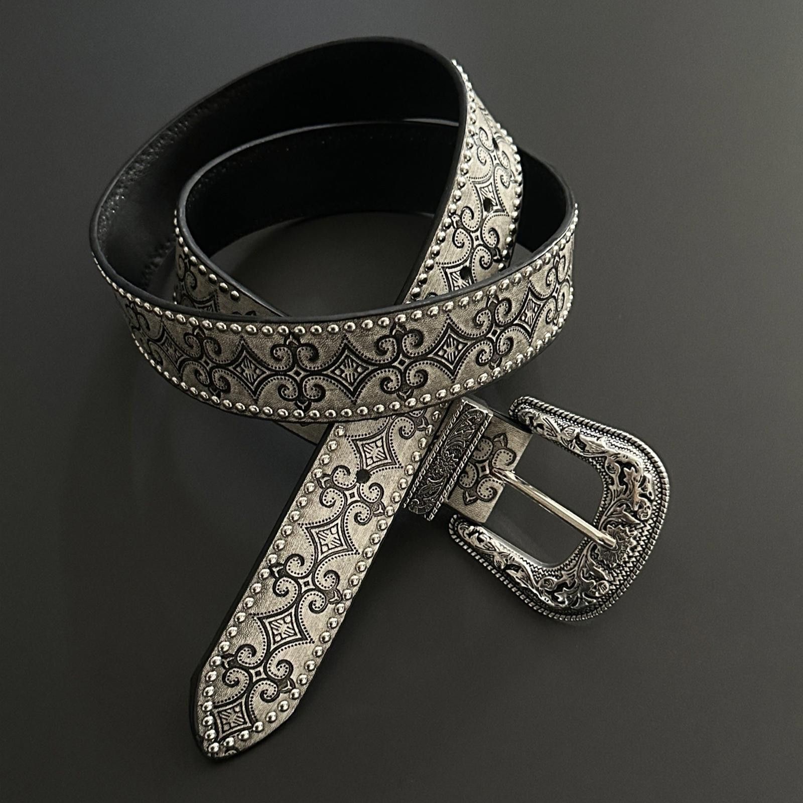 Leather Ornate Western Floral Filigree Belt Size ONE SIZE - 3 Thumbnail