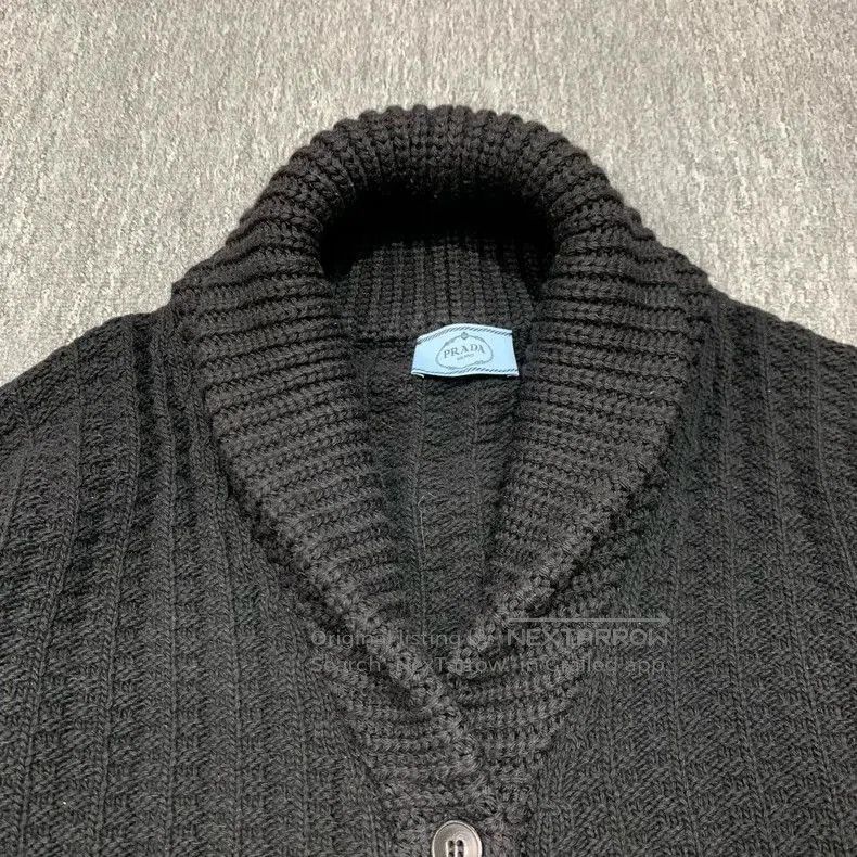 Prada Prada Black Wool Knit Cardigan Sweater. Size US L / EU 52-54 / 3 - 3 Thumbnail