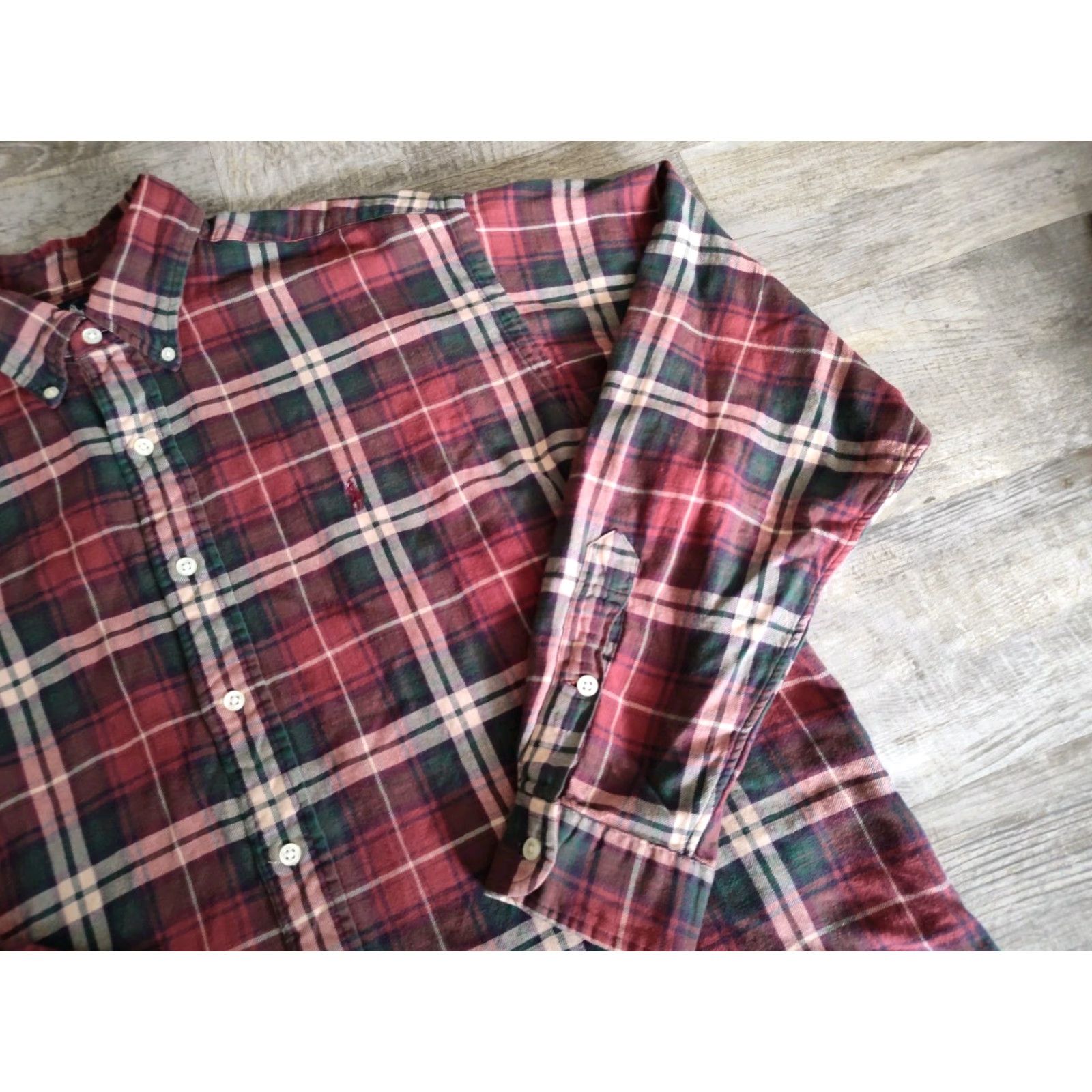 Polo Ralph Lauren VINTAGE Ralph Lauren Polo Shirt Men Long Sleeve Flannel Plaid Casual Fall Winter Blue Red Green UK38 Size US L / EU 52-54 / 3 - 3 Thumbnail