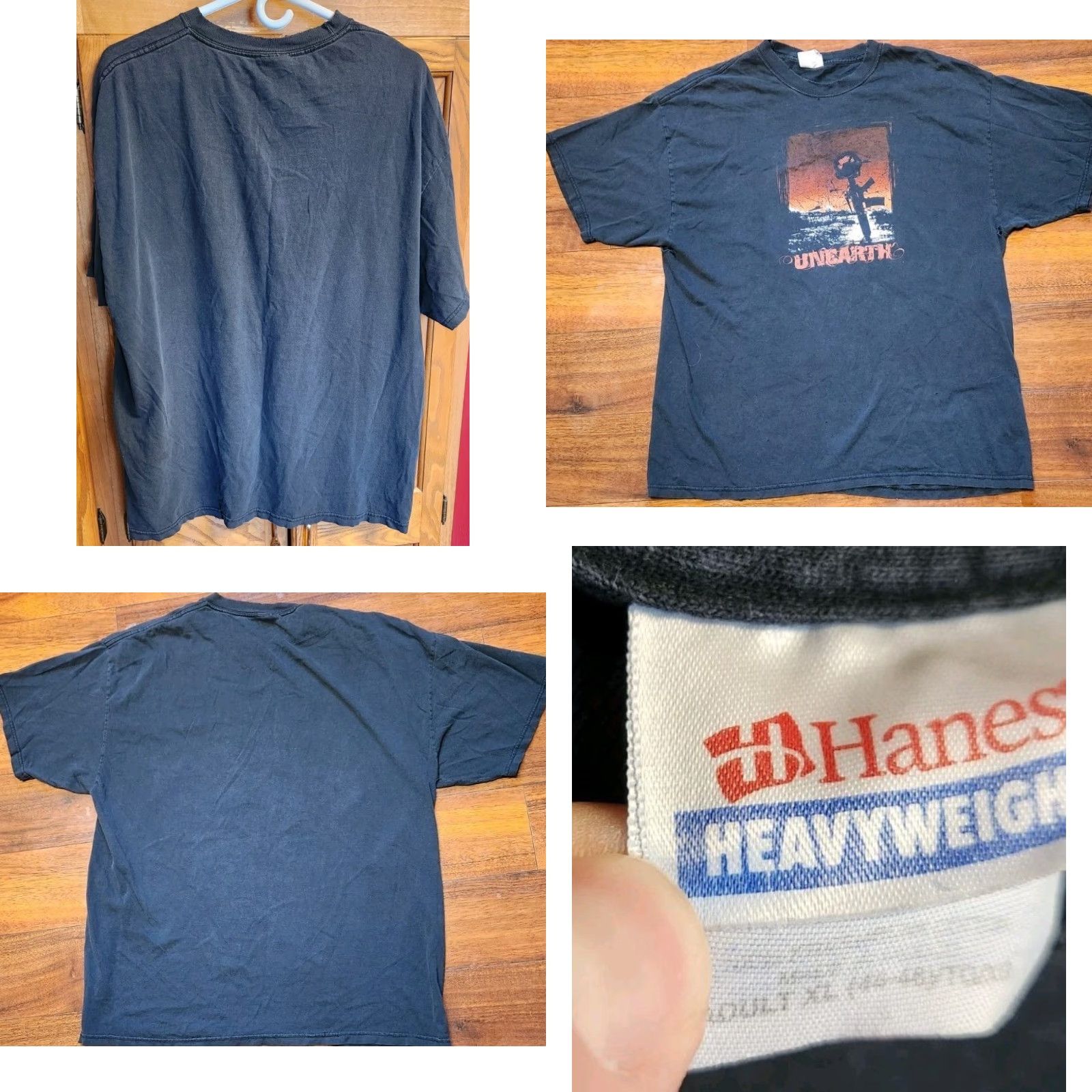 Hanes VINTAGE Hanes Unearth T Shirt Mens XL Rock Band Tee Gun Helmet War Black 2000s Band Grunge Retro Shirt Mens XL Black Hanes Size US XL / EU 56 / 4 - 8 Thumbnail