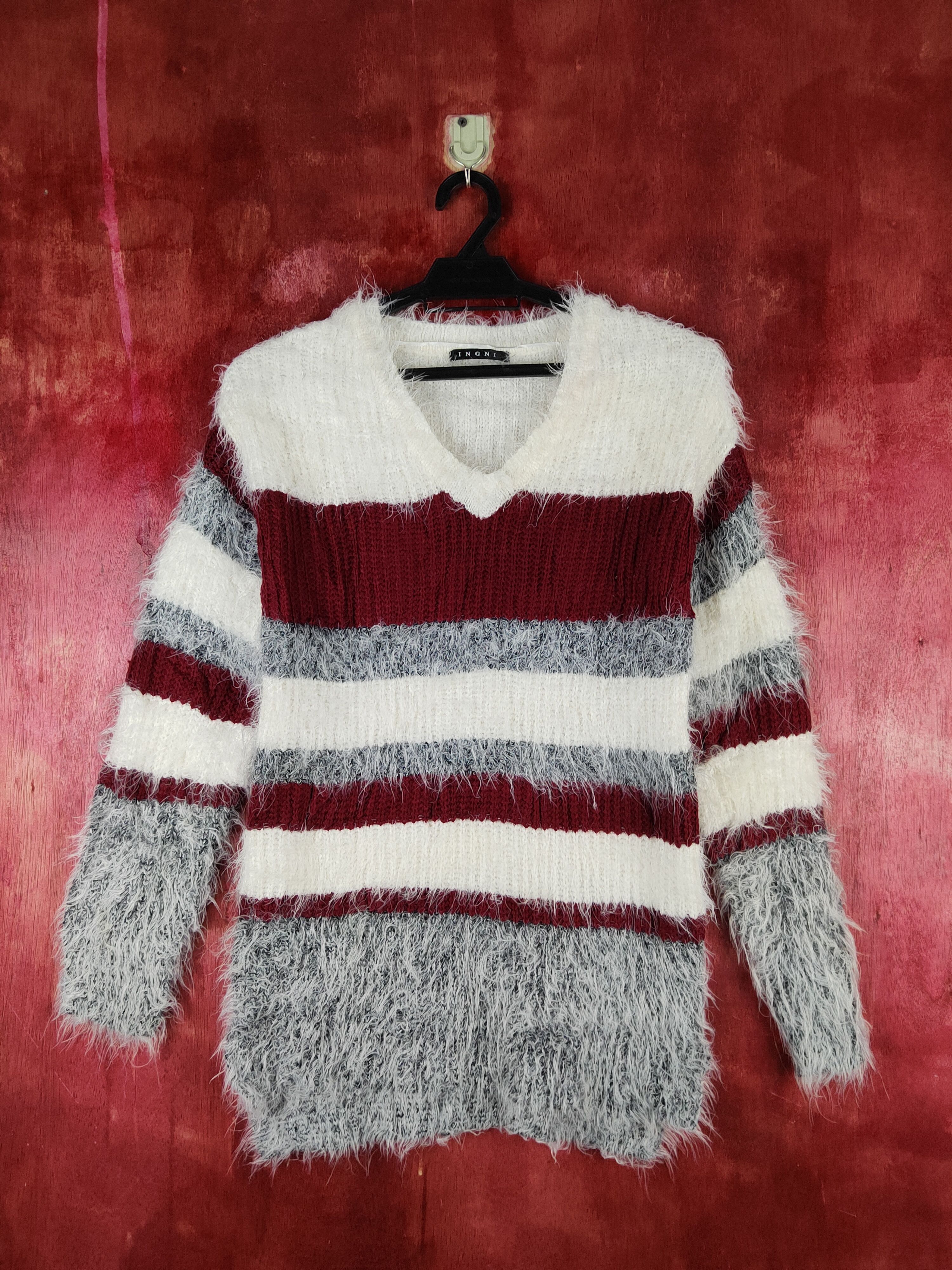 Vintage Ingni Gray Cream Shag Shaggy Fur Mohair Knitwear #S2155 Size S / US 4 / IT 40 - 1 Thumbnail
