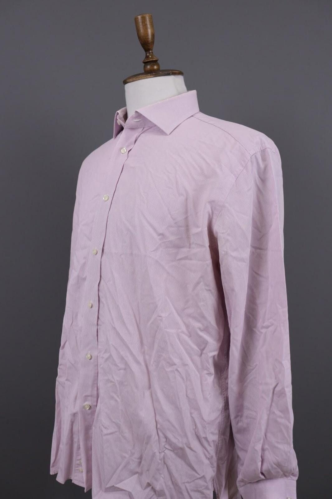 Designer Boggi Milano Pink Check Button Down Shirt 44 / 17 1/2 Size US M / EU 48-50 / 2 - 7 Thumbnail