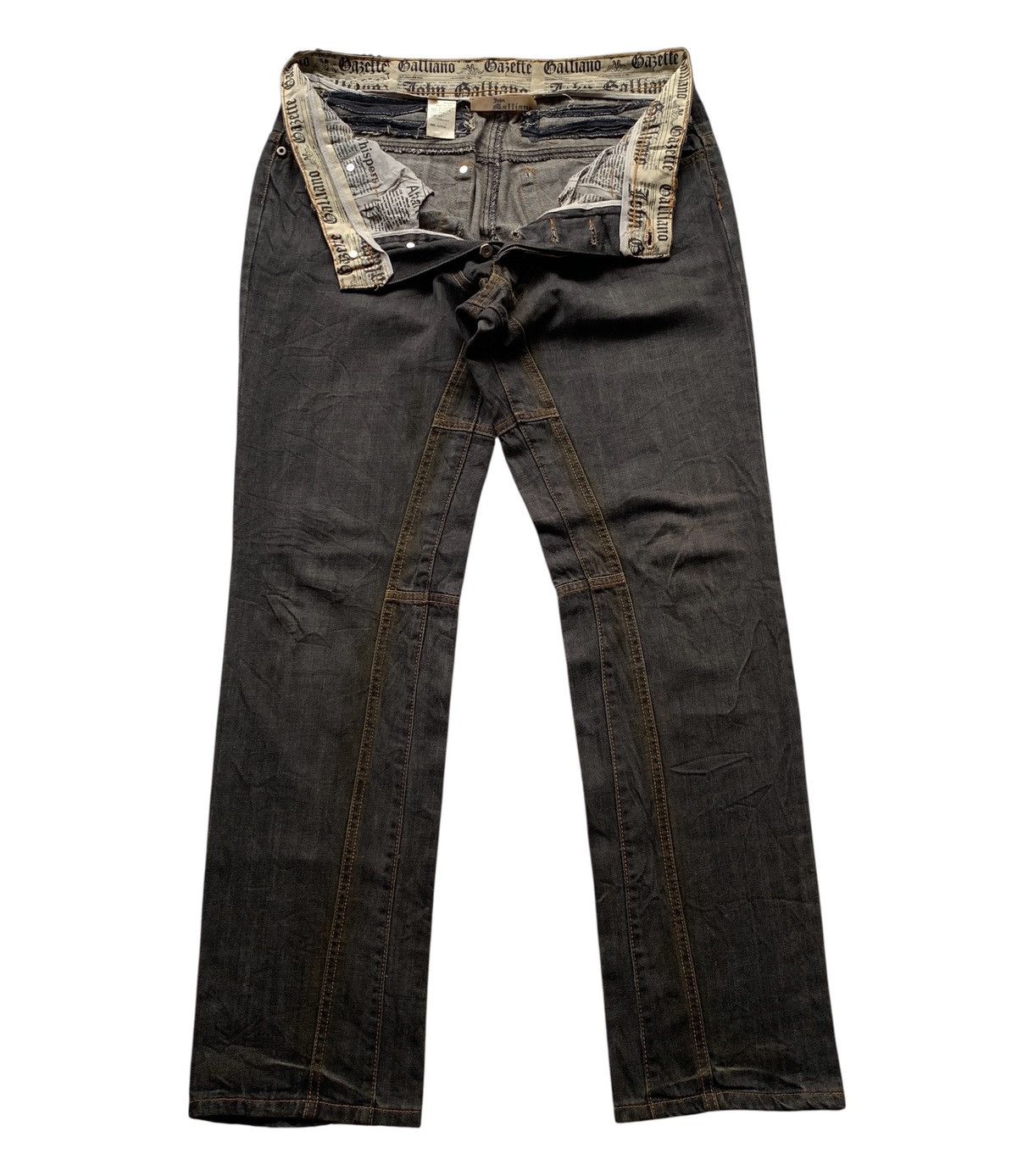 Japanese Brand Vintage John Galliano Gazette Newspaper Denim Pants Designer Size US 34 / EU 50 - 5 Thumbnail